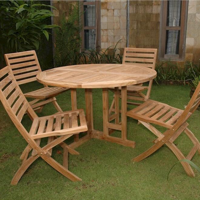 Anderson Teak Andrew 4Person Teak Patio Dining Set With Butterfly
