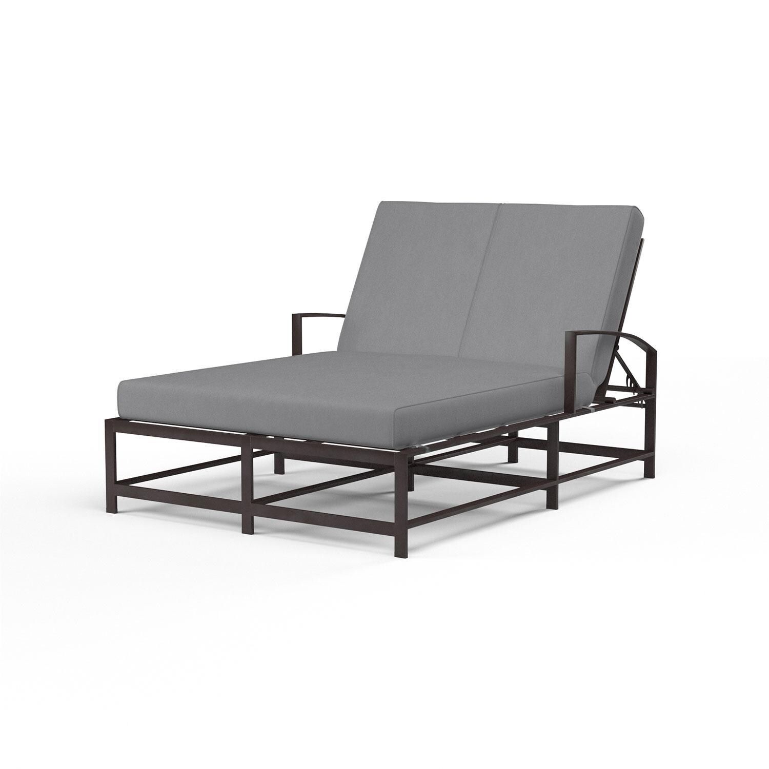 La Jolla Aluminum Patio Double Chaise Lounge in Canvas Granite w/ Self Welt By Sunset West - Display - White Background thumbnail
