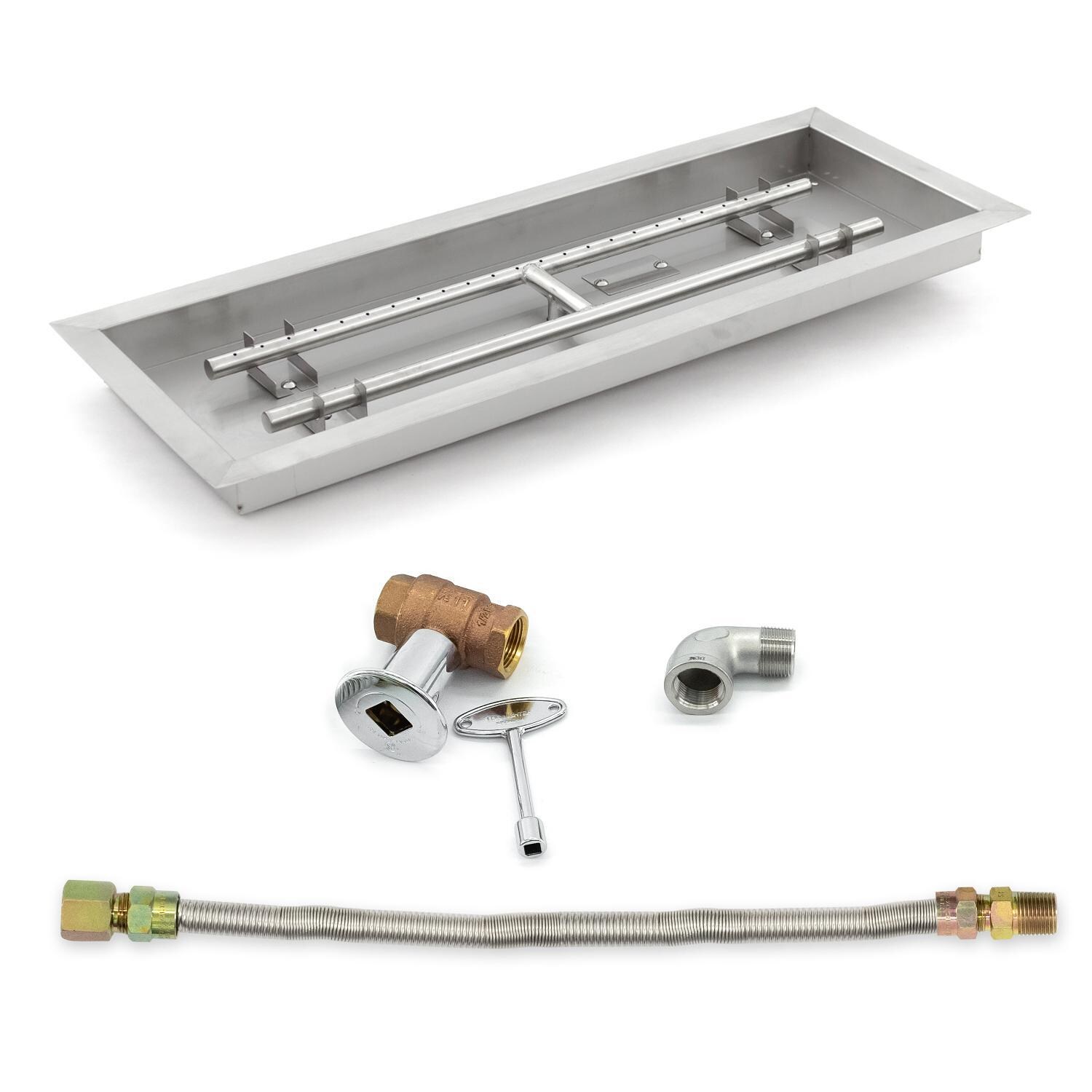 BBQGuys Signature Series 30-Inch Rectangular Drop-In Pan W/ 25-Inch Natural Gas H-Burner & Connection Kit image