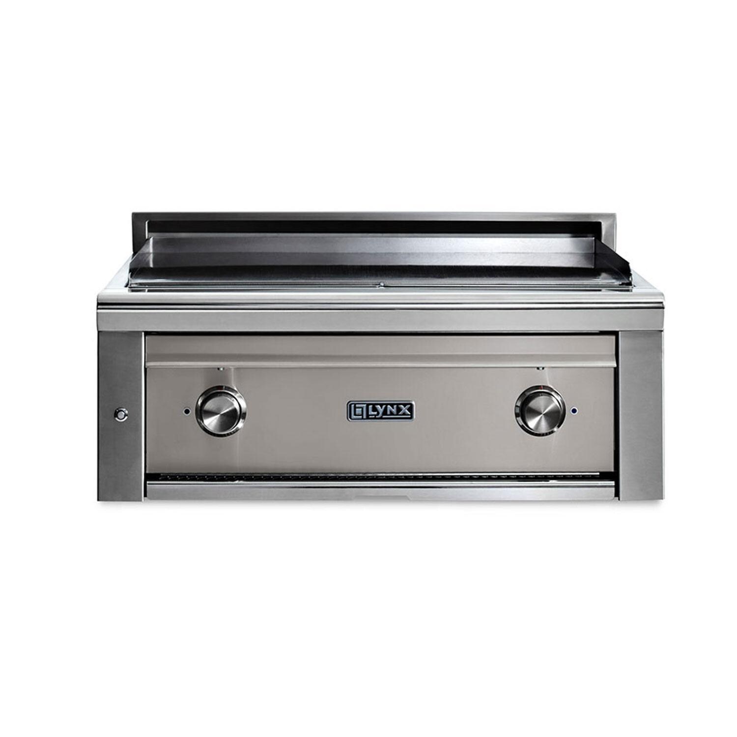 Lynx L30AG-LSNG Asado 30 Inch Built-In Natural Gas Flat Top Grill in Limestone - Display - White Background thumbnail