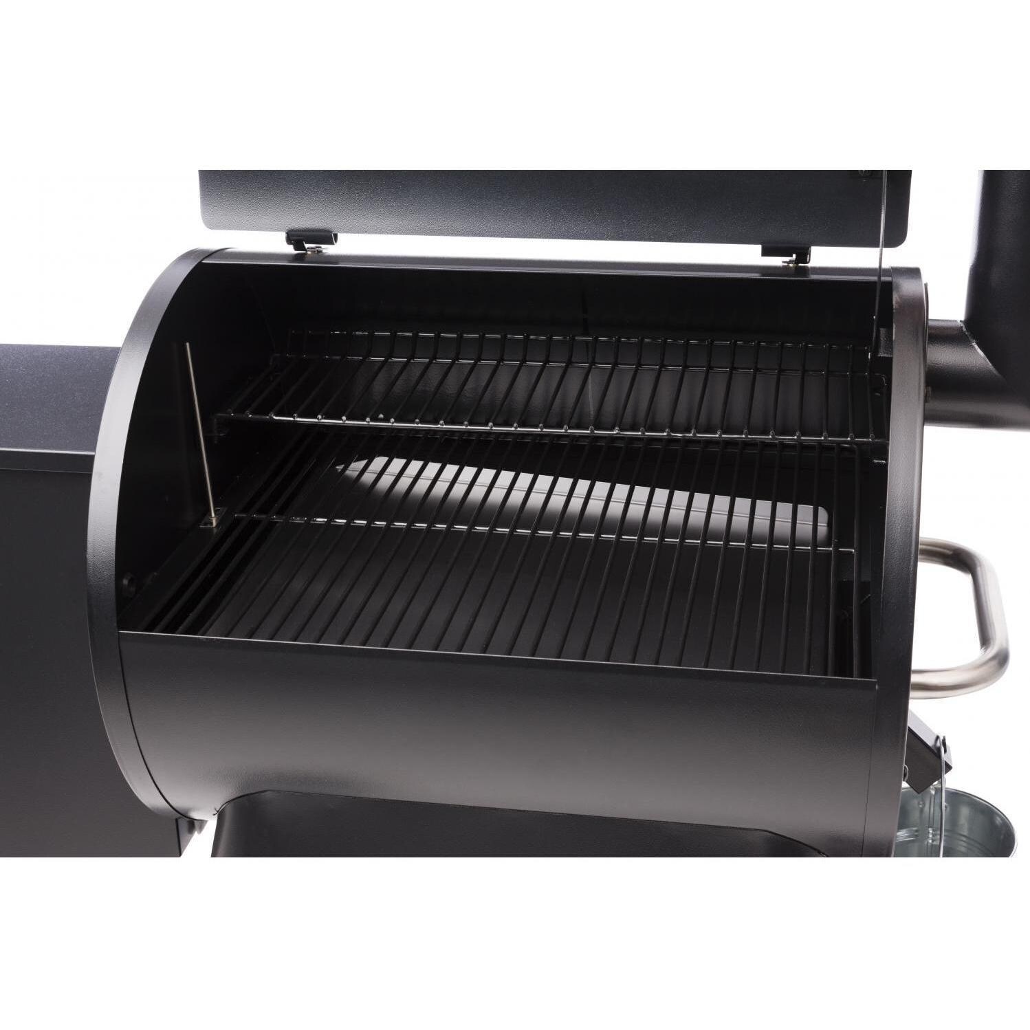 Traeger Pro Series 22 Blue Pellet Grill On Cart - Lid Open thumbnail