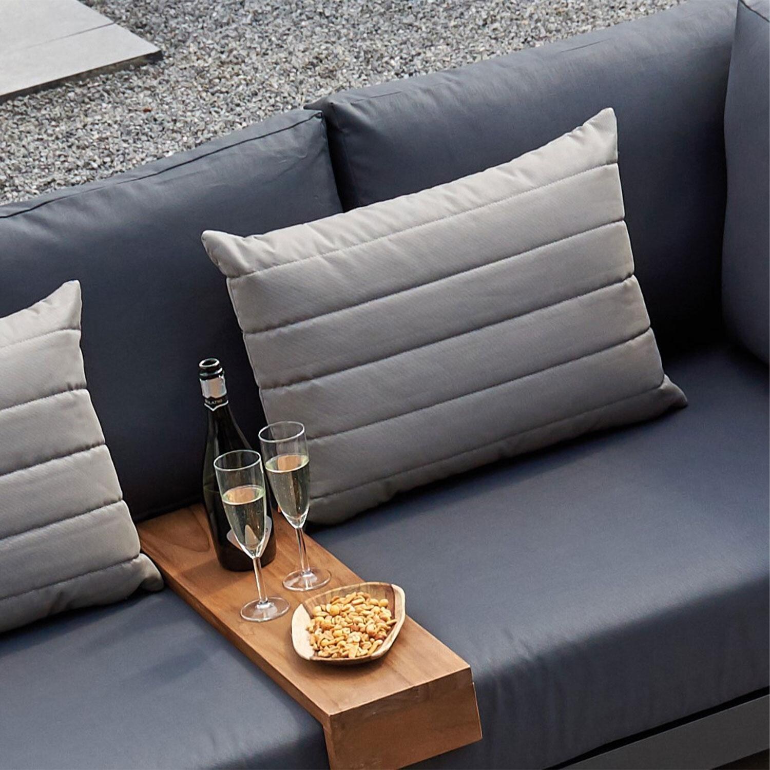 KETTLER 26 x 18 Line Gray Pillow - Outdoor Couch - Lifestyle thumbnail