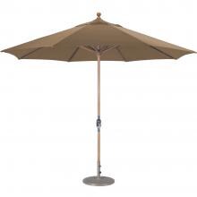Galtech 11 Ft. Octagonal Teak Patio Market Umbrella W/ Crank Lift - Sunbrella Canvas Teak Canopy image