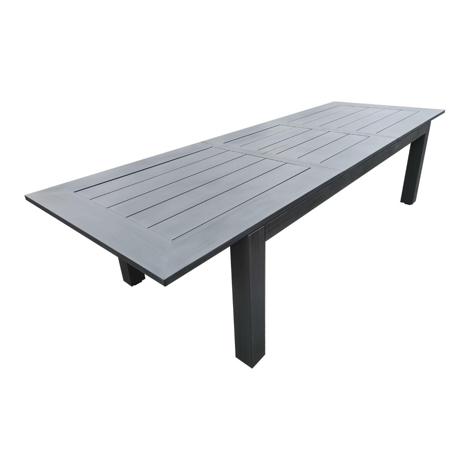 Redondo 90-120 Inch Slate Aluminum Extension Dining Table by Sunset West - Extended - White Background thumbnail