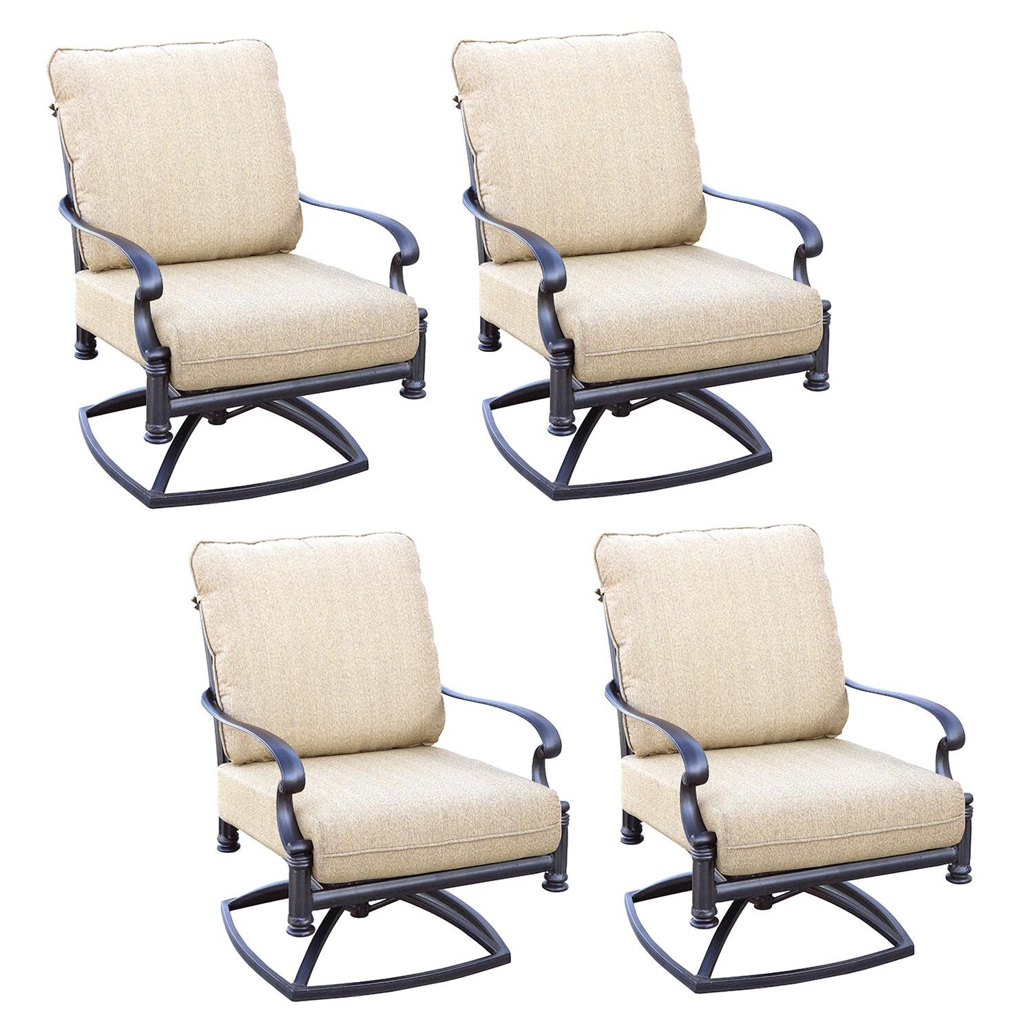 Darlee B/201016-3-4 Santa Barbara 4 Piece Cast Aluminum Patio Swivel Rocker Club Chair Set - White Background thumbnail