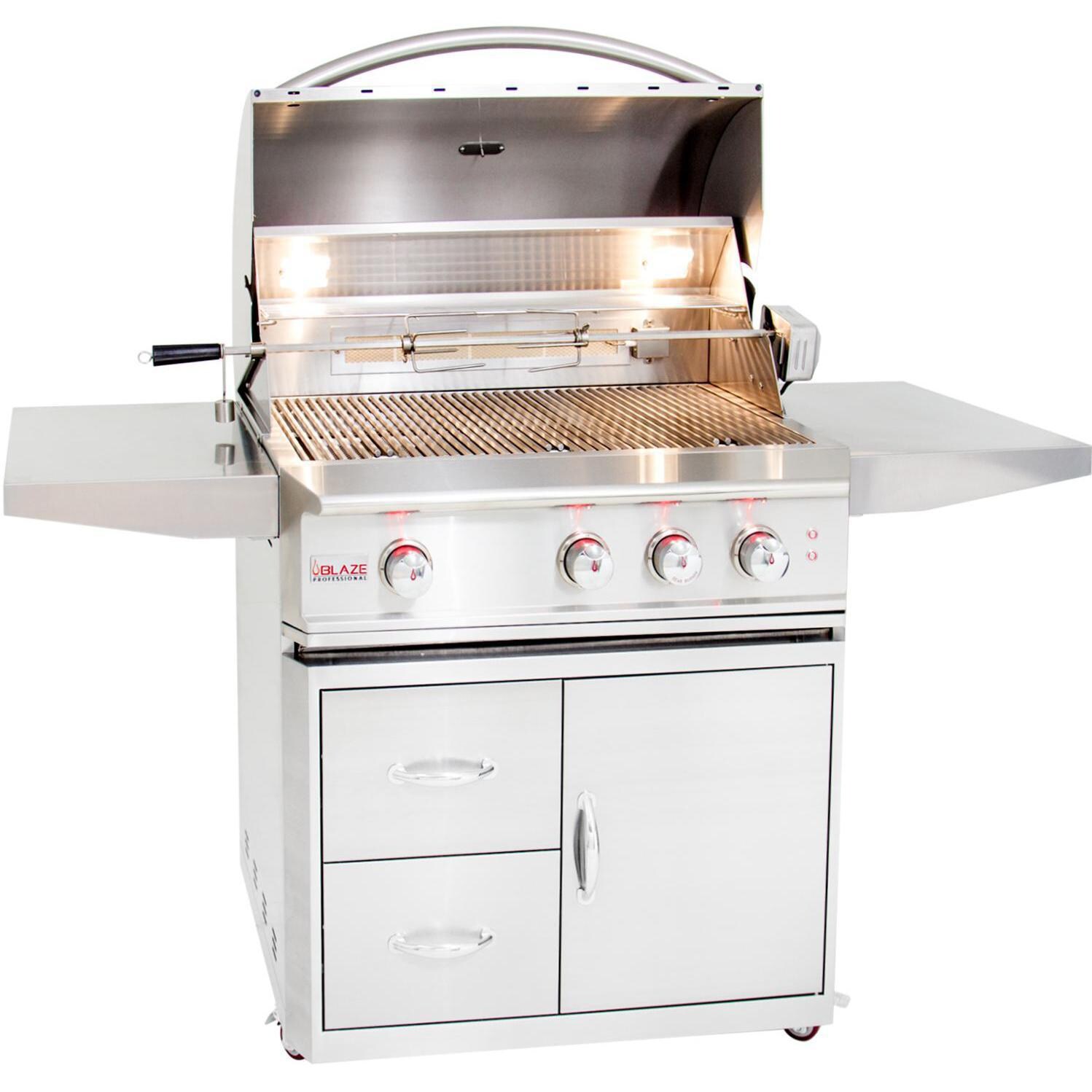 Blaze Professional 34-Inch 3-Burner Propane Gas Grill With Rear Infrared Burner - BLZ-3PRO-LP