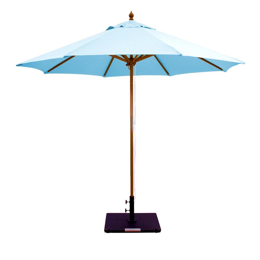 Galtech 9 Ft. Octagonal Wood Patio Umbrella W/ Pulley Lift - Dark Wood Frame W/ Air Blue Sunbrella Fabric (Umbrella Base Not Included) thumbnail