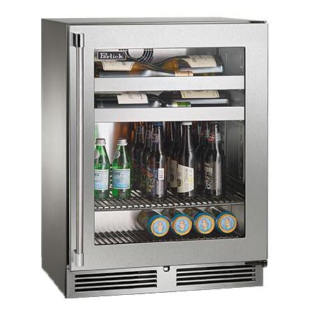 Perlick HH24BM-4-3R 24-Inch Signature Series Shallow Depth Stainless Steel Glass Door Outdoor Beverage Center thumbnail