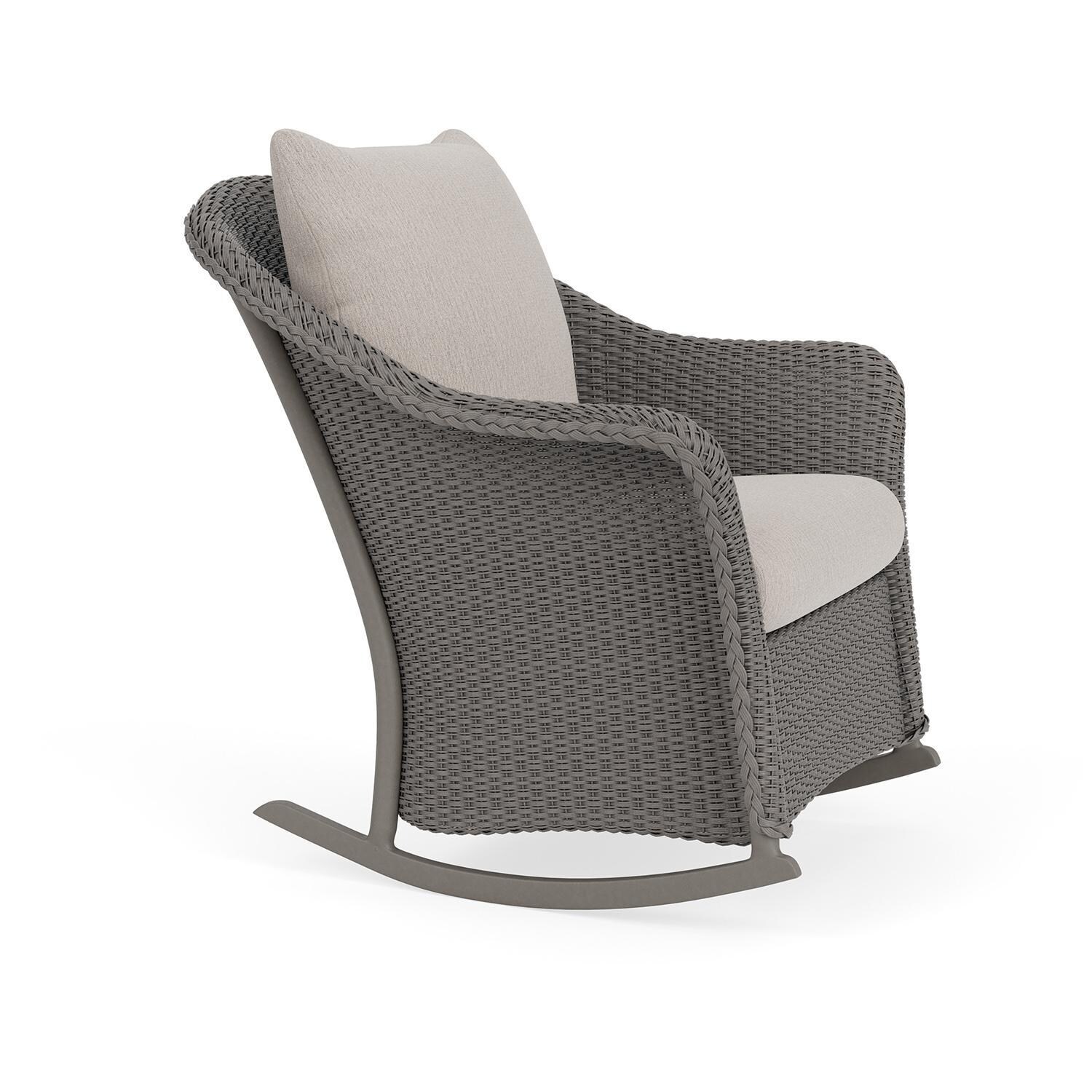 Lloyd Flanders Weekend Retreat Lounge Rocker in Pewter Finish W/ Remy Cloud Fabric - Angled thumbnail