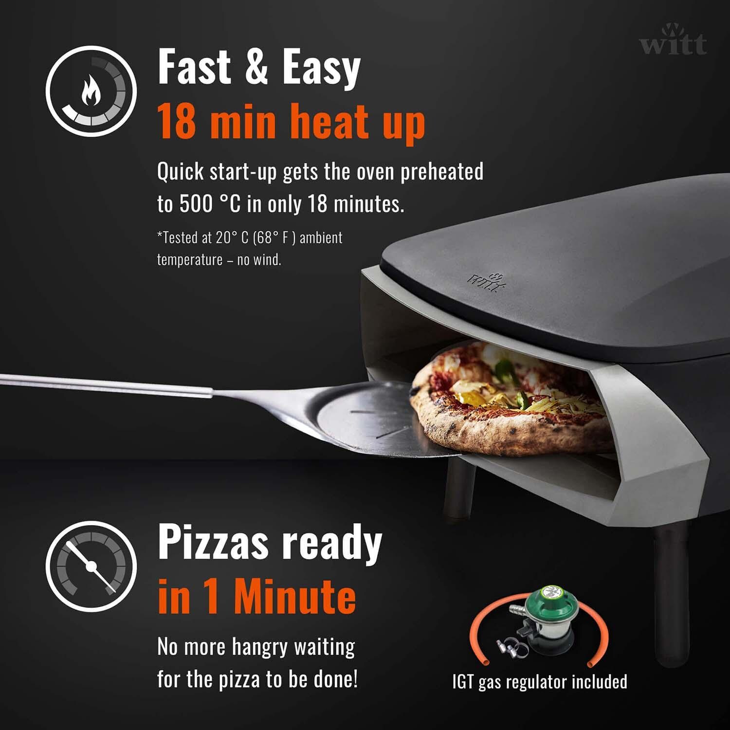 Witt 80650059 Etna Fermo Propane Pizza Oven - Matte Black - Fast & Easy - Detail thumbnail
