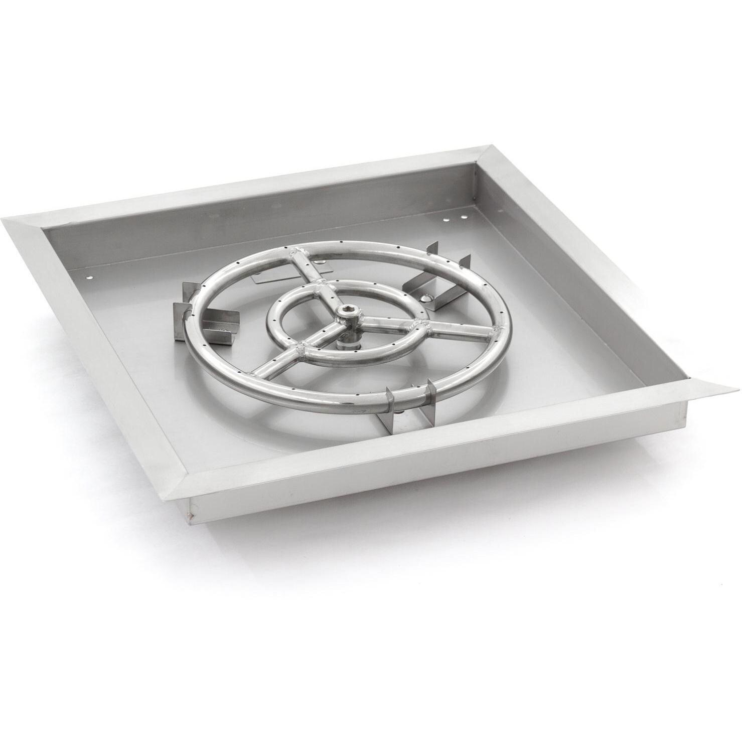 BBQGuys Signature 18-Inch Square Drop-In Pan With 12-Inch Natural Gas Ring Burner image