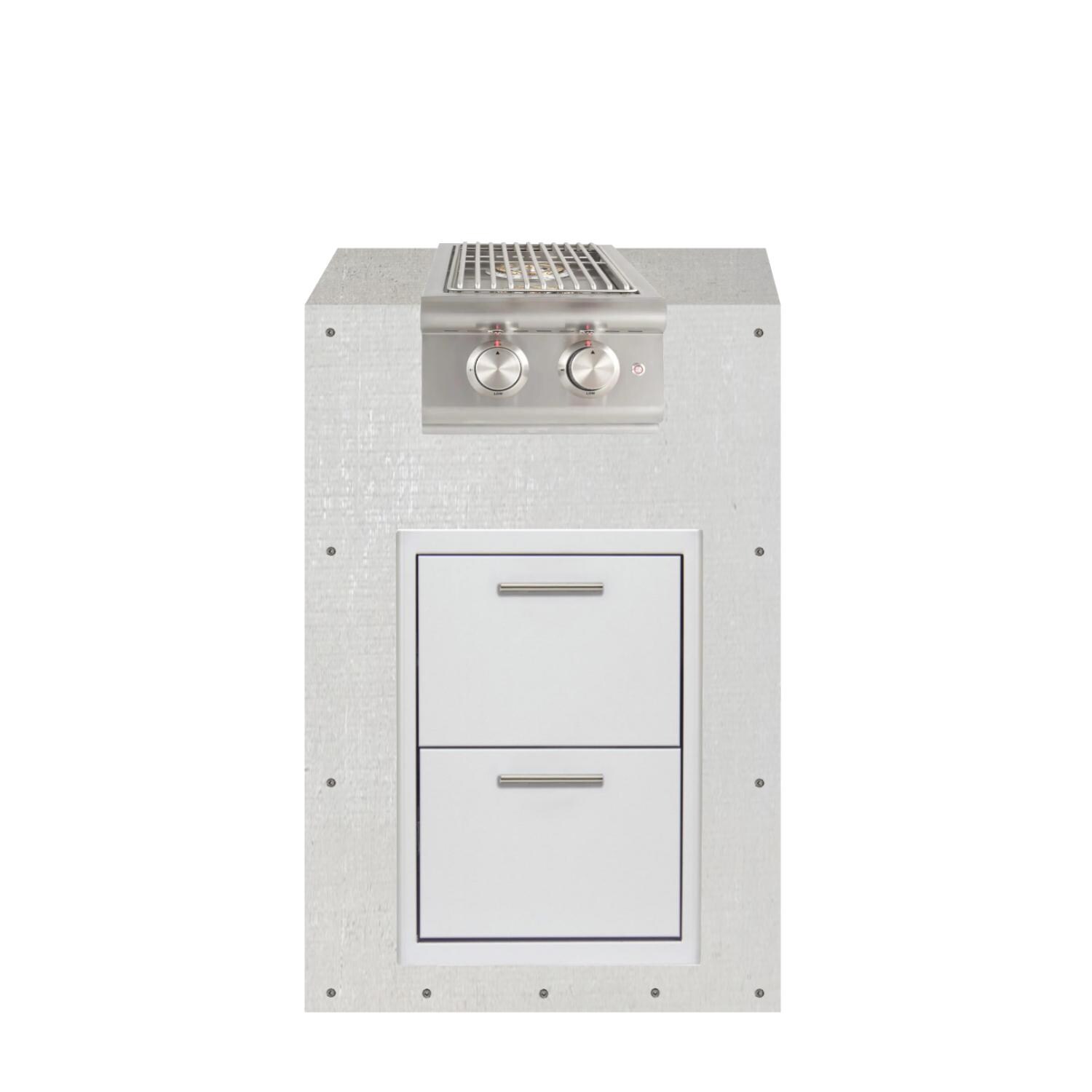 BBQGuys Signature 24-in Ready for Finish Outdoor Kitchen Module w/ Blaze LTE Natural Gas Double Side Burner & Double Drawers - Module - White Background thumbnail