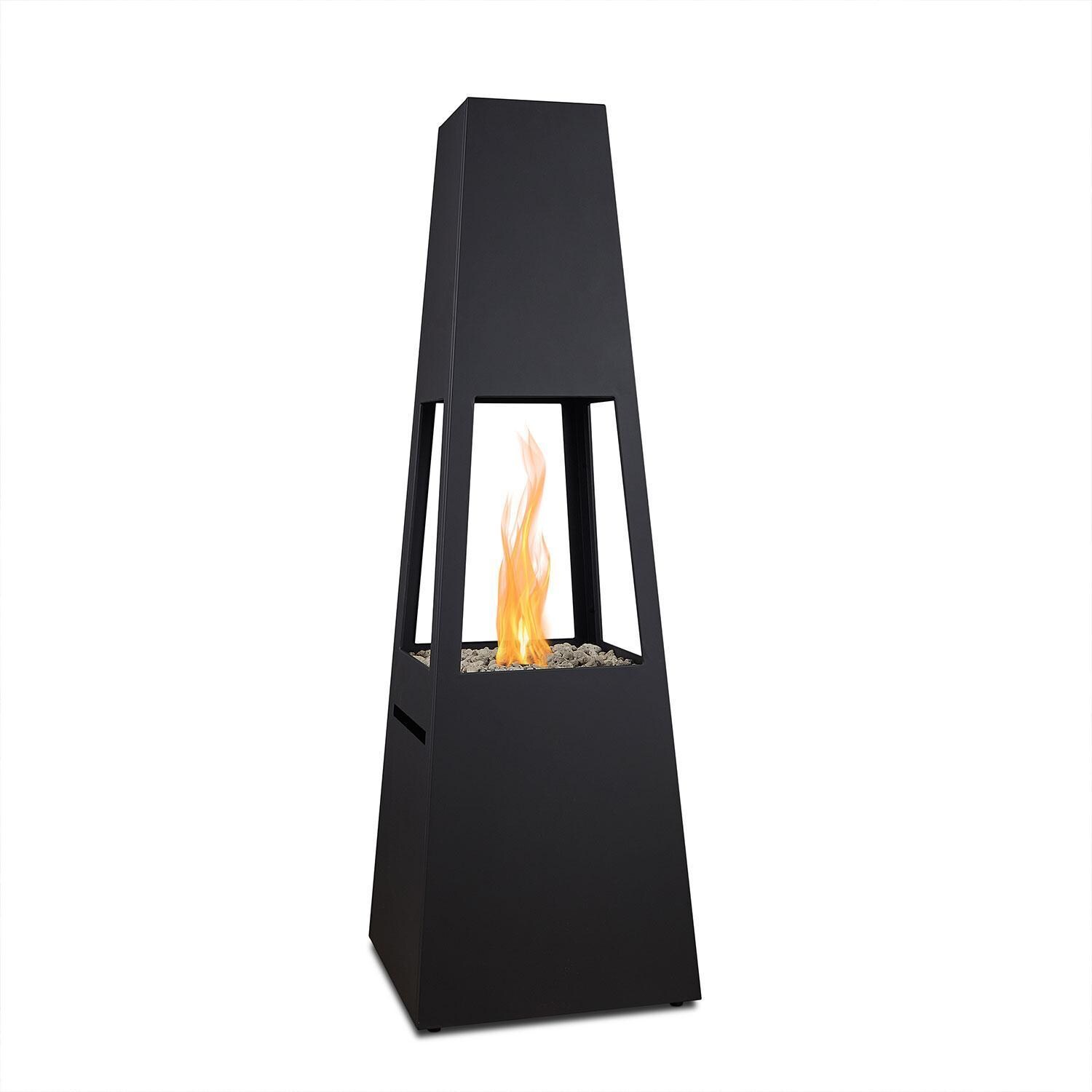 Metal Chiminea 70 Inch Square Fire Pit W/ Hidden Propane Tank in Black by Lakeview Outdoor Designs - Display - White Background thumbnail