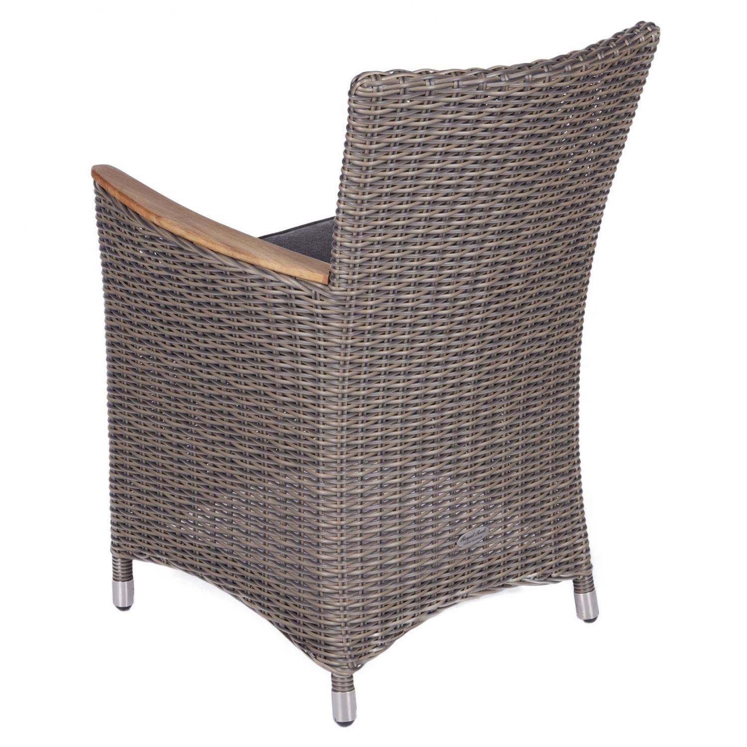 Royal Teak Collection Helena Wicker Patio Dining Chair - Gray Wicker / Gray Cushion - Back View thumbnail