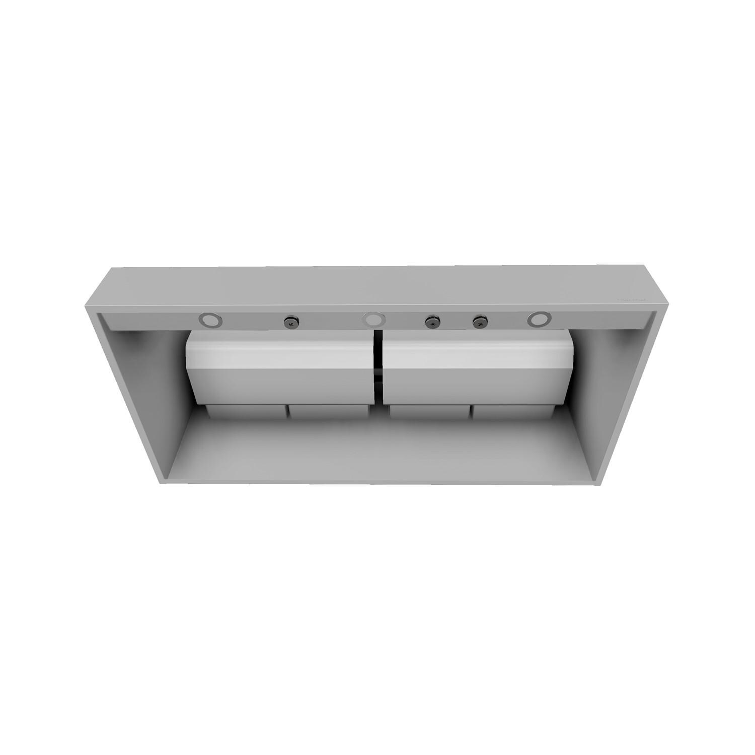 Vent-A-Hood PRH18-448 SS 48-Inch 1200 CFM Professional Wall Mount Range Hood, Transition Piece & Duct Cover for 10 ft Ceilings - From Below thumbnail