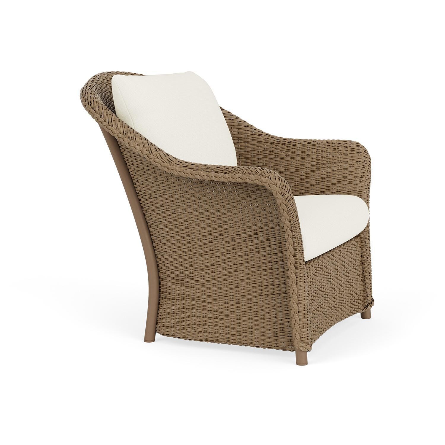 Lloyd Flanders Weekend Retreat Lounge Chair in Fawn Finish W/ Sailcloth Salt Fabric - Angled thumbnail