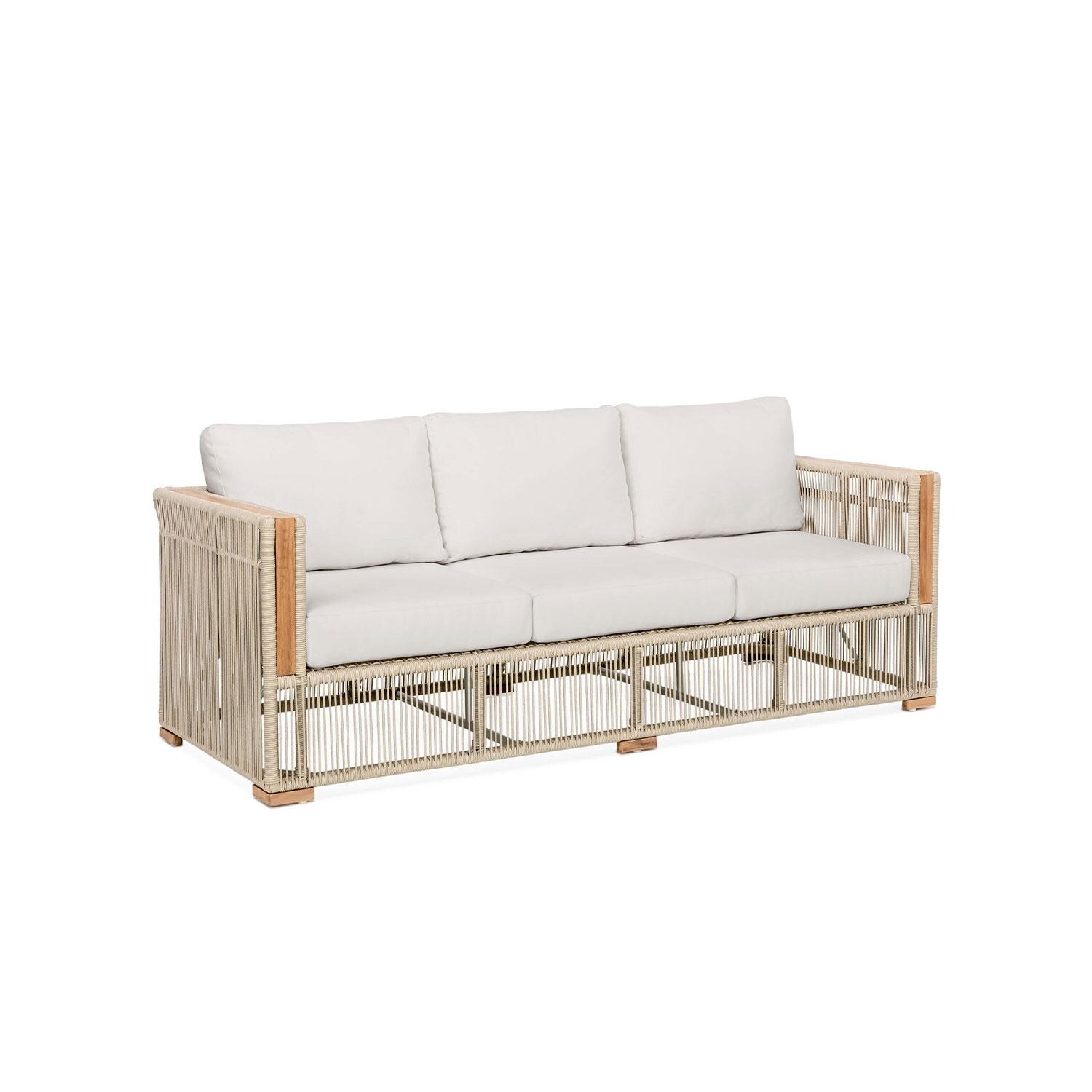 Pelican View 3 Person Woven Rope Sofa in Silver by Lakeview Outdoor Designs - Angled - White Background thumbnail
