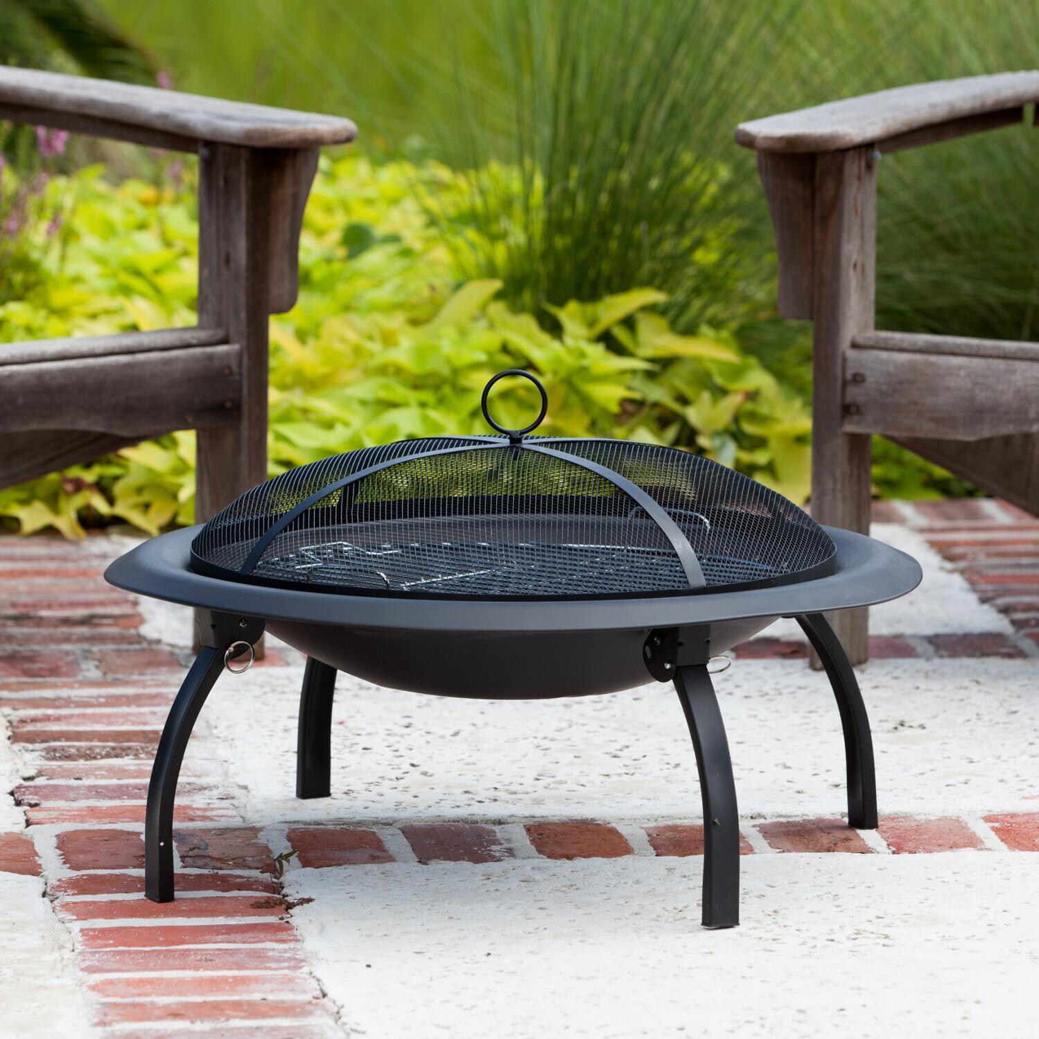 29 Inch Round Steel Wood-Burning Fire Pit in Black by Ultimate Patio