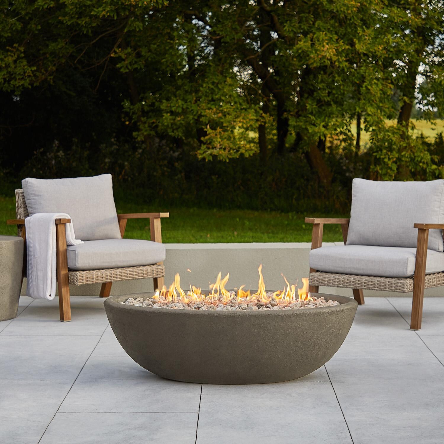 Real Flame Riverside 48-Inch Oval Natural Gas Fire Bowl - Glacier Gray - (Ships as Propane w/ NG Conversion Kit) - 590NG-GLG image