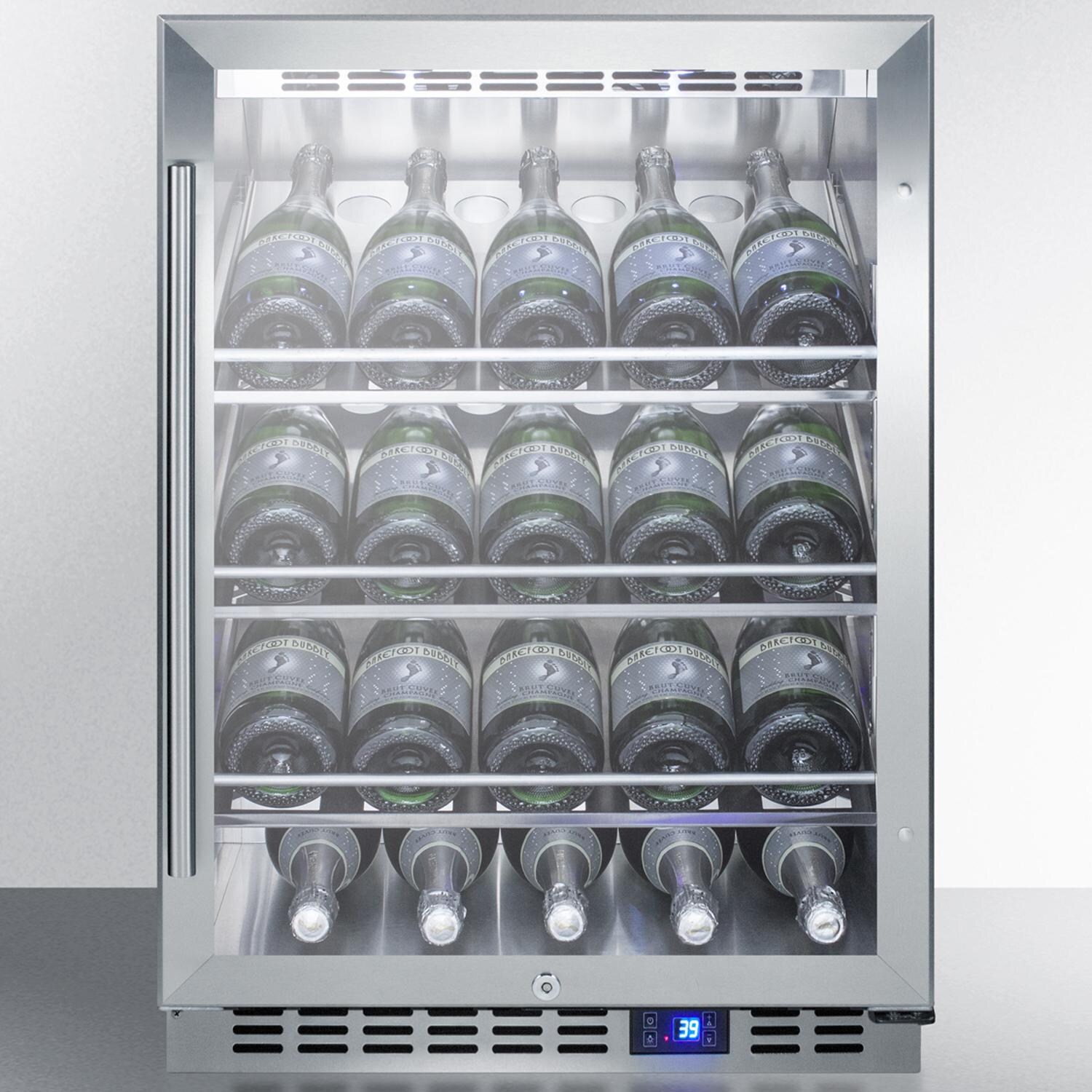 Summit Commercial SCR611GLOSCH 24-Inch 20 Bottle Built-In / Freestanding Outdoor Rated Wine Cellar - Shown Stocked thumbnail