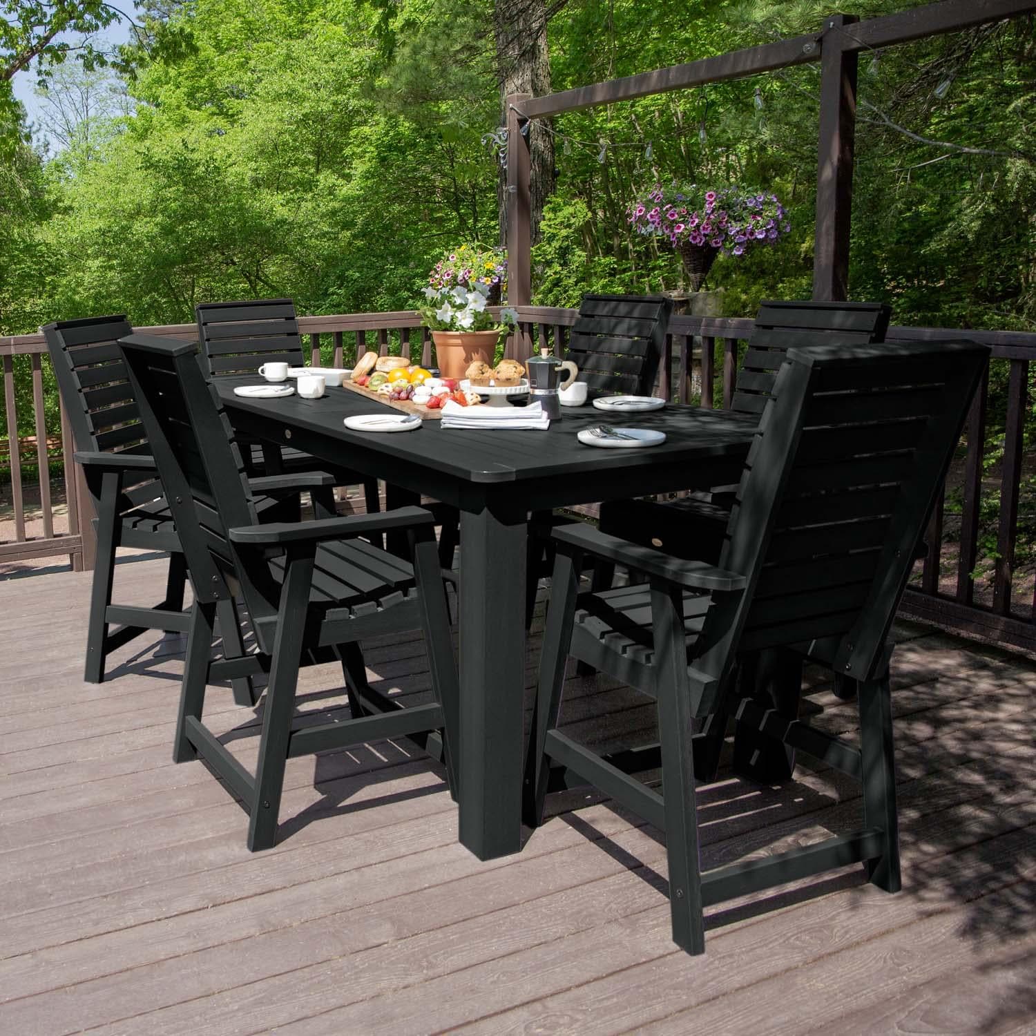 Elm Pointe 7 Pc Recycled Plastic Counter Height Dining Set in Black by Lakeview Outdoor Designs
