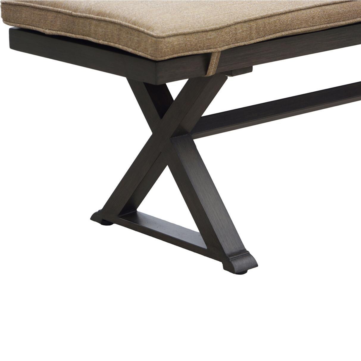 Darlee Brooklyn Patio 79-Inch Bench with Sesame Cushion - Legs - White Background thumbnail