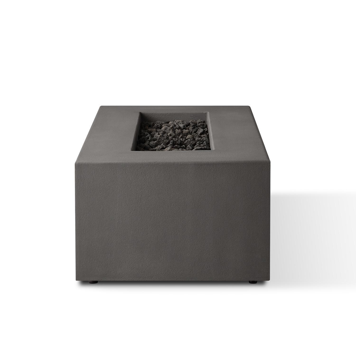 Olliewood 364LP-CBN 60 Inch Rectangular Glass Fiber Reinforced Concrete Propane Fire Pit Table in Carbon by BBQGuys Signature - Front - White Background thumbnail