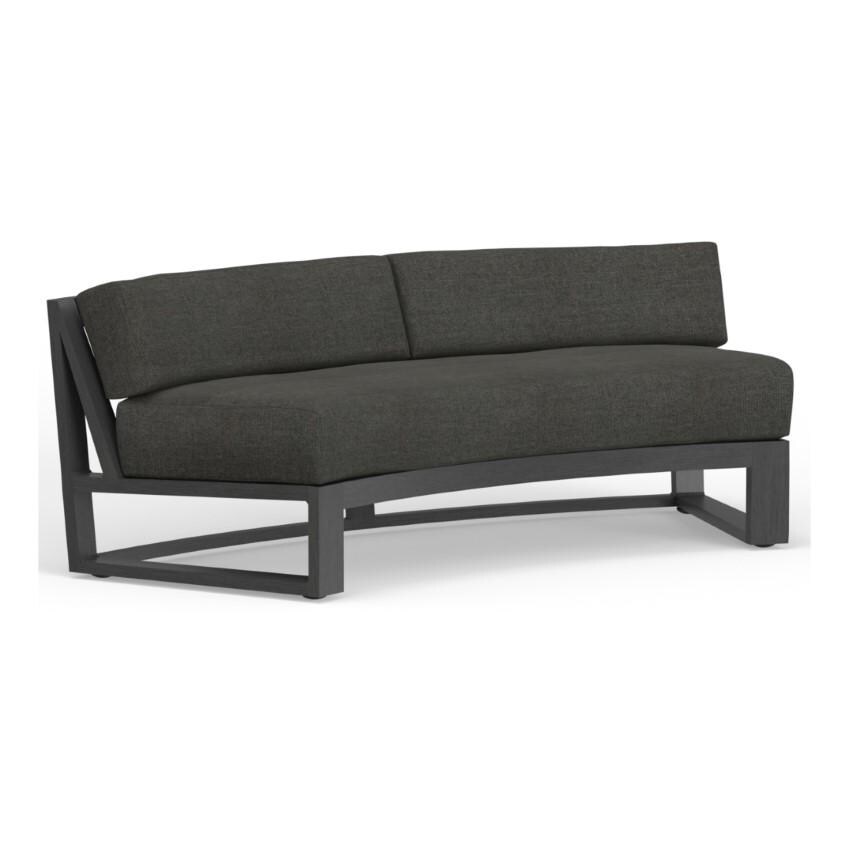 Redondo 3 Person Aluminum Curved Sofa w/ No Welt in Slate/Spectrum Carbon by Sunset West - White Background thumbnail
