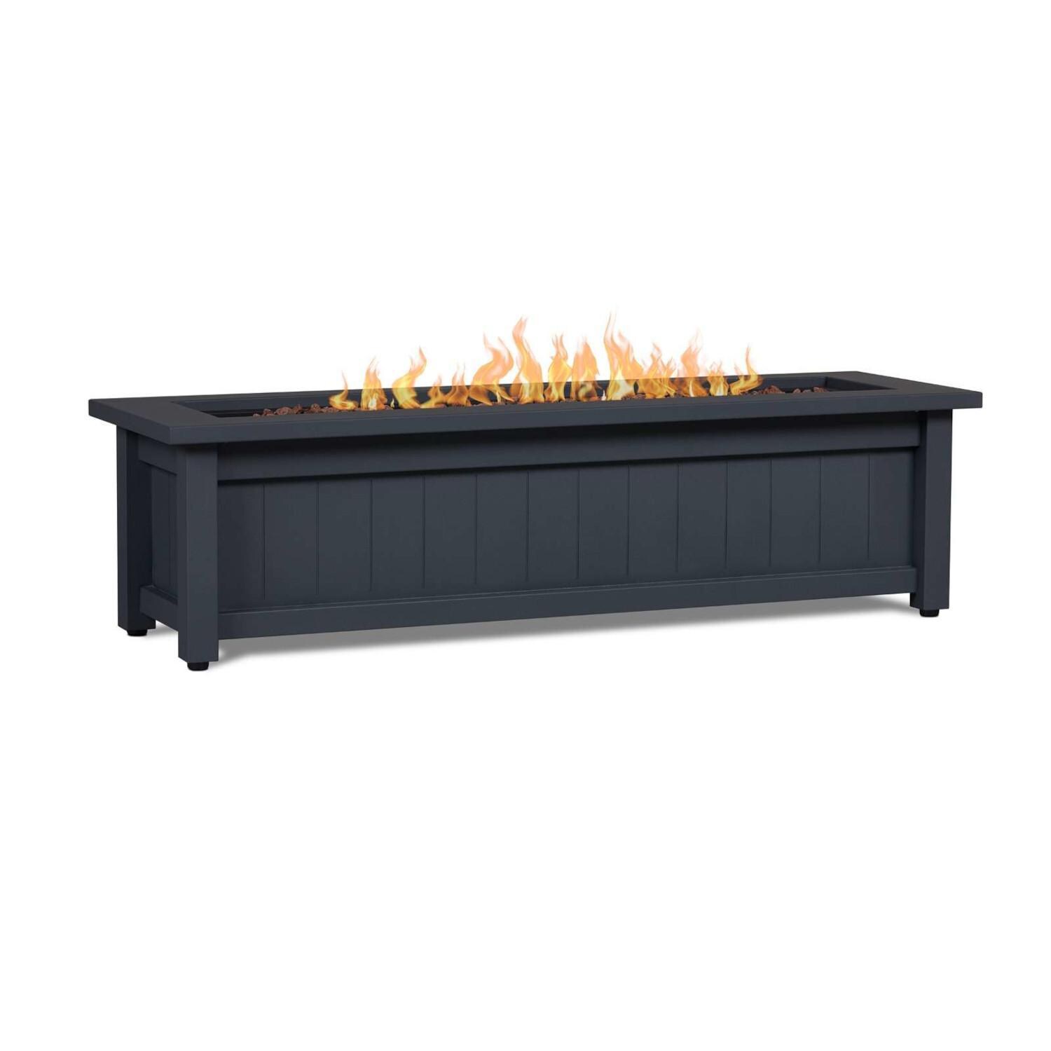 Lakeview SC1370LPGRY Cabin Way 50-Inch Rectangle Propane Fire Table - Gray - Burner Lit thumbnail