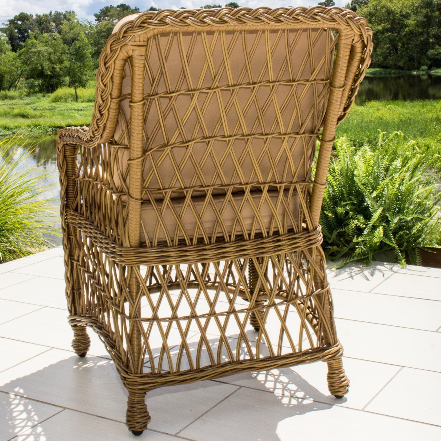 Everglades 4 Piece Honey Resin Wicker Patio Dining Chair Set W