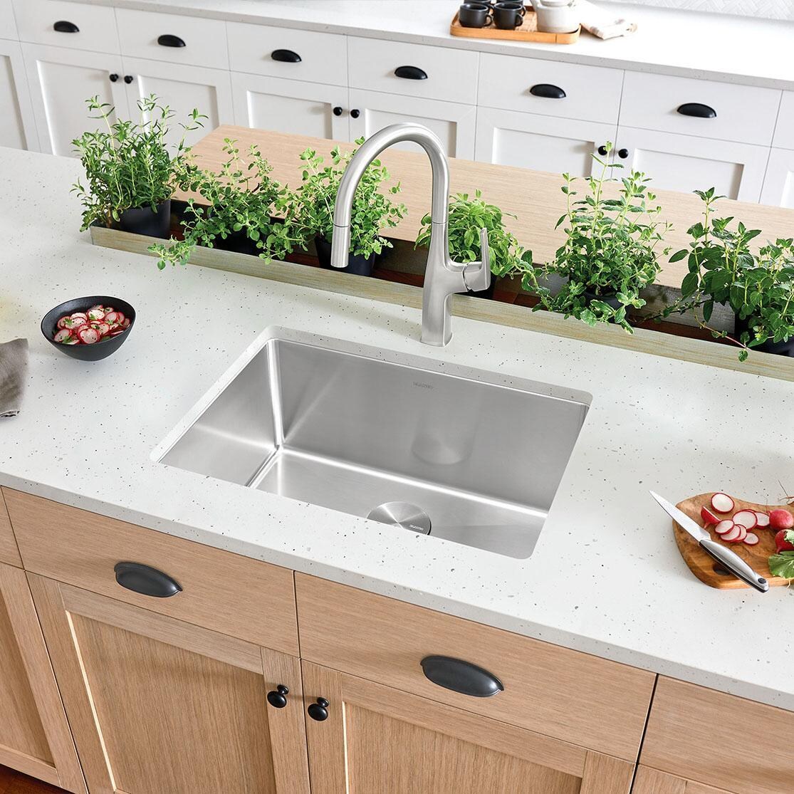 Blanco 524752 Cuvee 25 X 18 Inch Undermount Sink - Stainless Steel - Angled Right - Lifestyle thumbnail