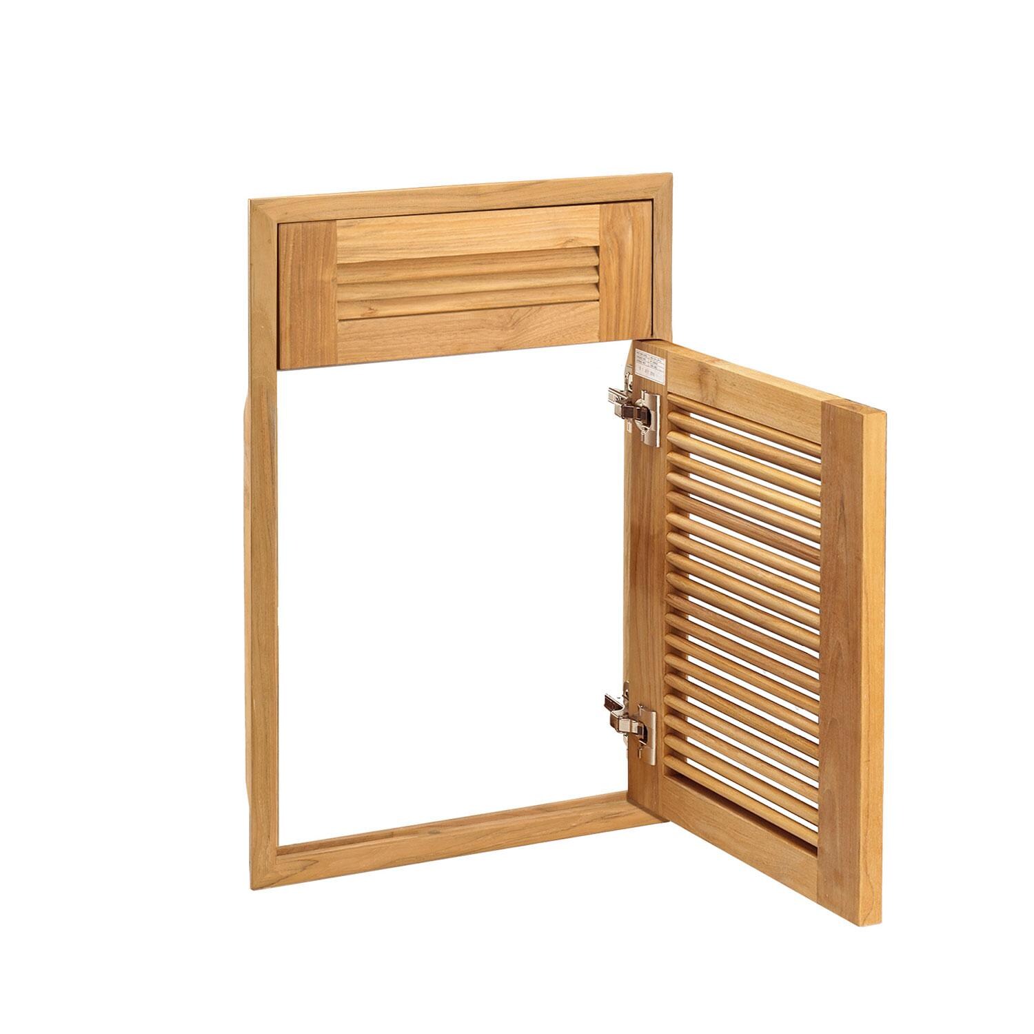 Pacific Teak 18 Inch Louvered Single Access Door W/ False Drawer - Right Hinge thumbnail