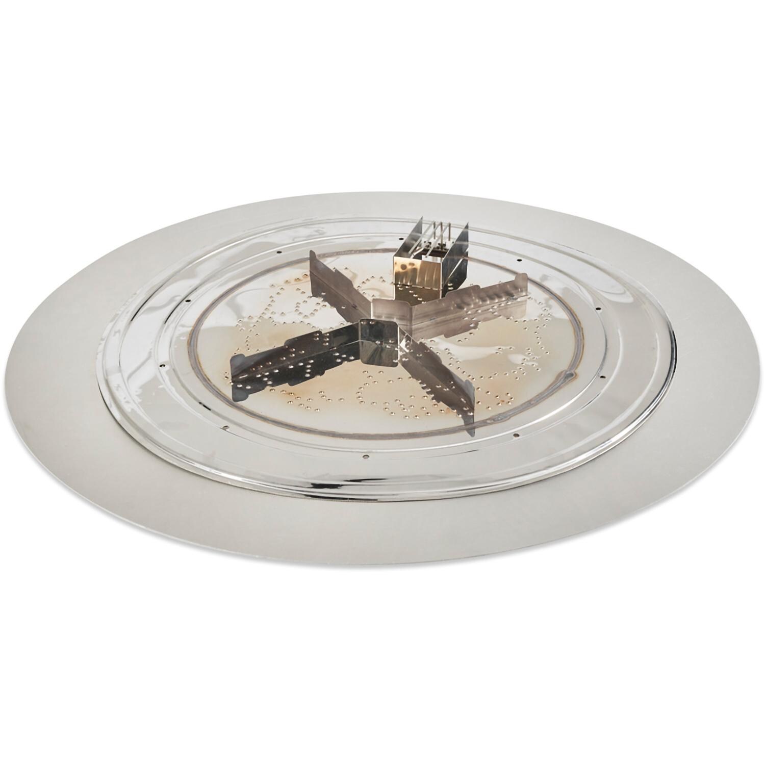 The Outdoor GreatRoom Company Crystal Fire Plus 42 Inch Flat Round 105,000 BTU Propane Fire Pit Burner Kit w/ Direct Spark Ignition - Stainless Steel