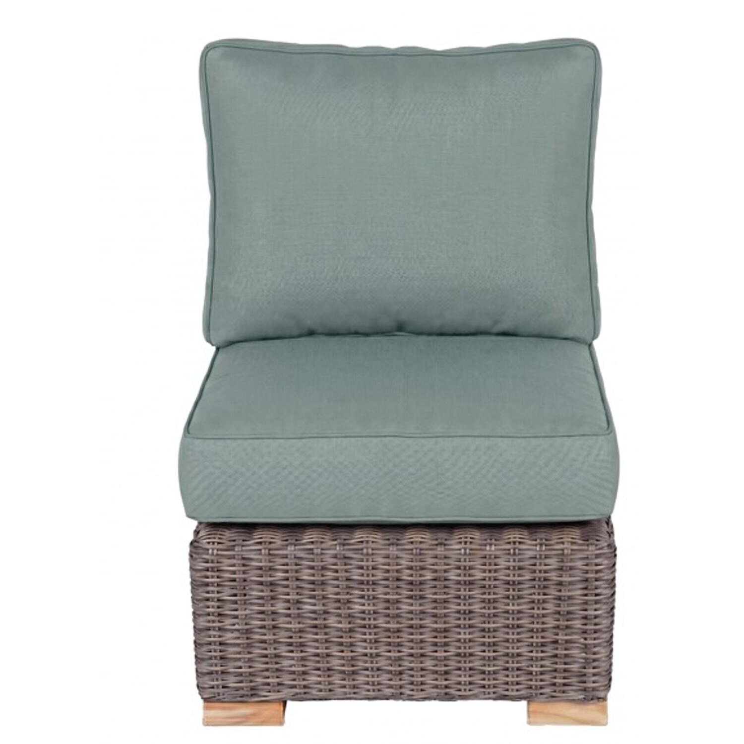 Sanibel Wicker Armless Club Chair w/ Sunbrella Cushions in Canvas Spa by Royal Teak Collection