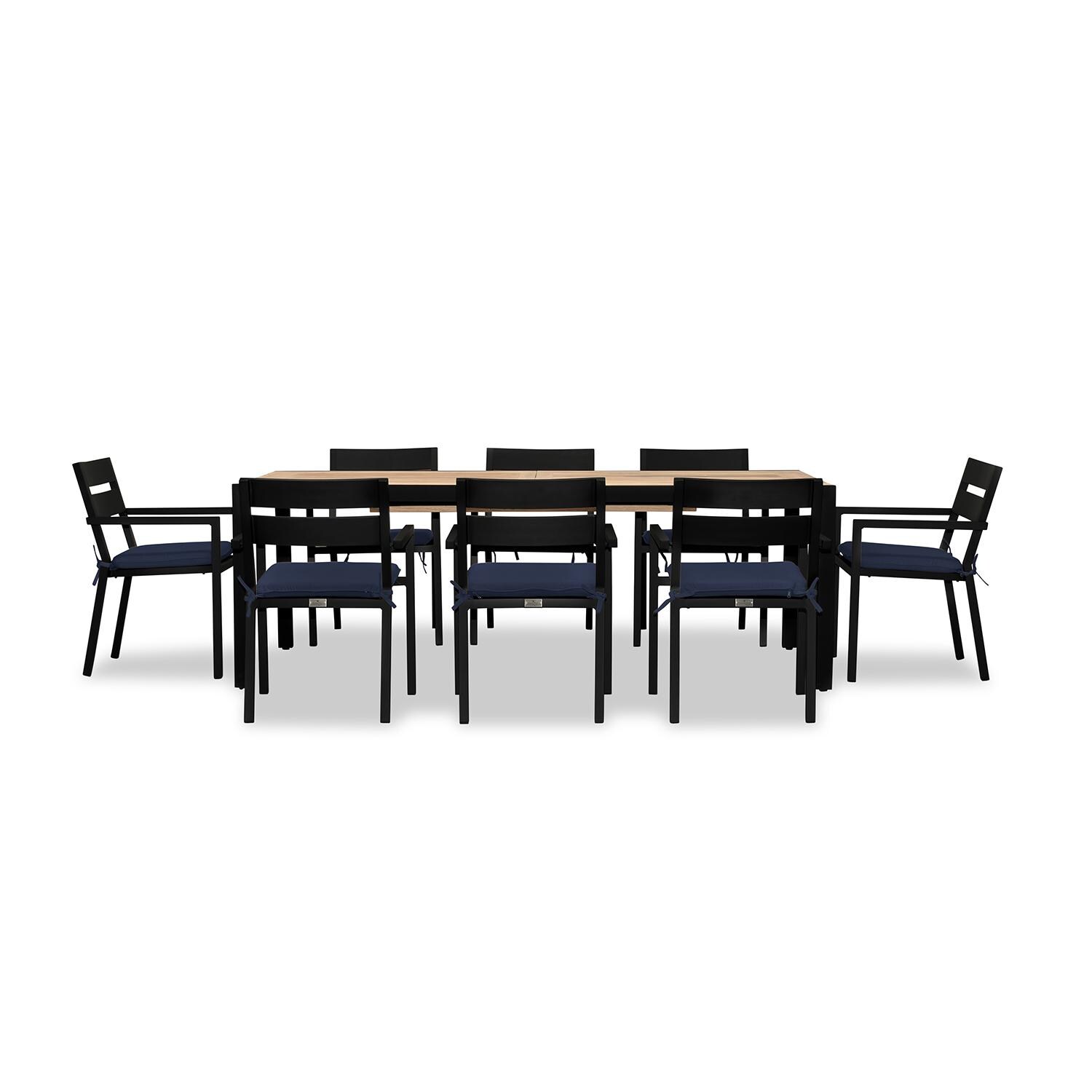 Calm Bay Communal 9 Pc Reclaimed Teak Extendable Dining Set in Black/Spectrum Indigo by Lakeview - White Background 2 thumbnail