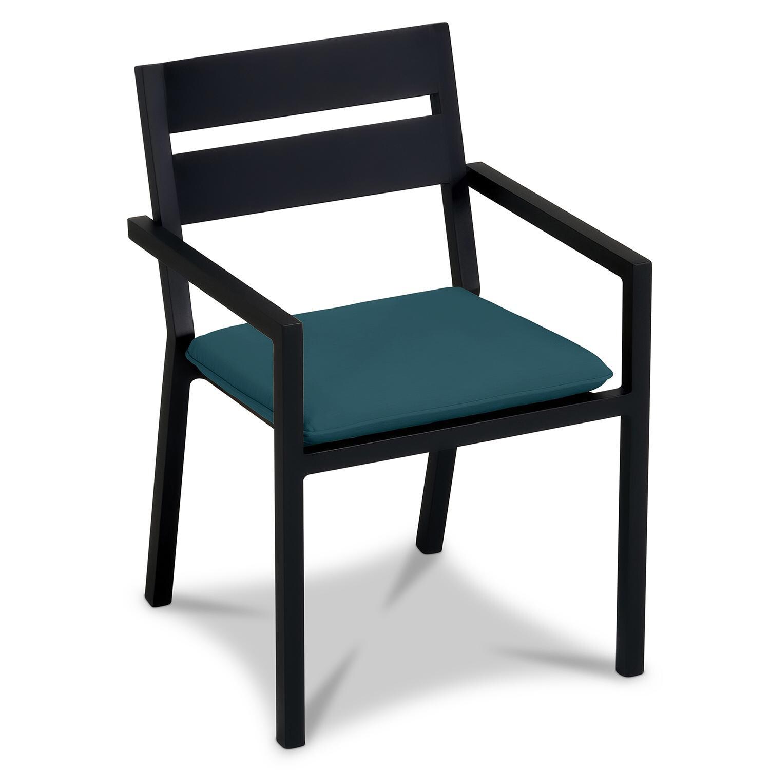 Calm Bay Aluminum Dining Arm Chair in Black/Spectrum Peacock by Lakeview Outdoor Designs - White Background thumbnail