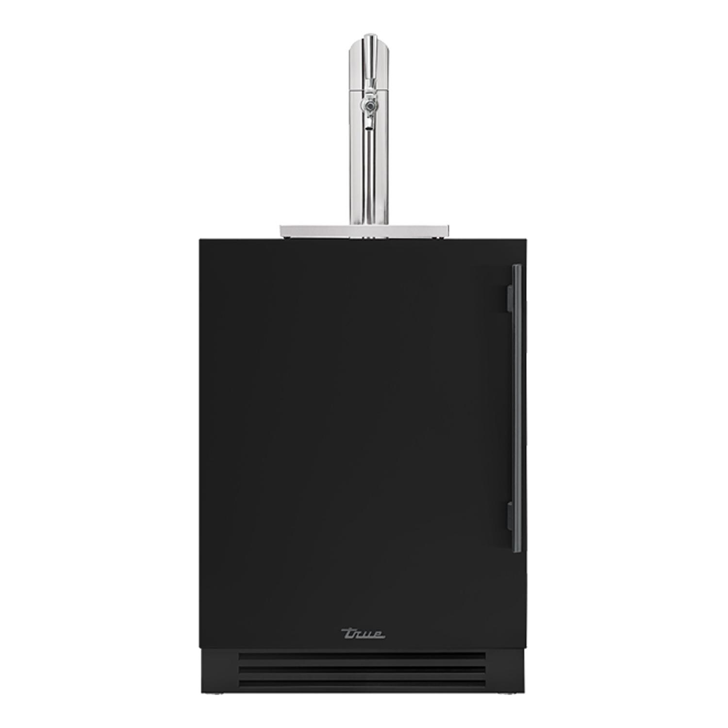 True 24 Inch Left Hinge Outdoor Single Tap Beverage Dispenser - Matte Black w/ Pewter Handle - TUR-24BD-L-OP-C~DSK-027-H05