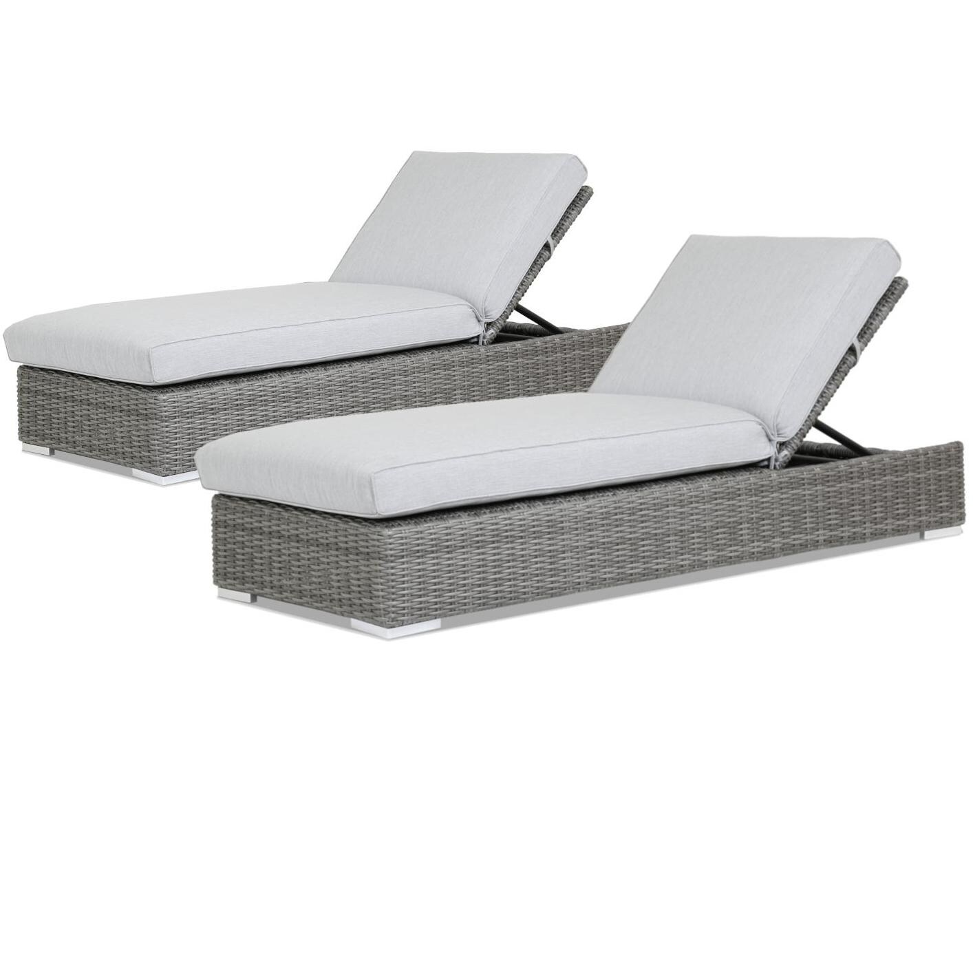 Emerald Ii 2 Piece Wicker Patio Chaise Lounge Set W Sunbrella Emerald Ii 2 Piece Wicker Patio Chaise Lounge Set W Sunbrella Canvas Granite Cushions By Sunset West Bbqguys
