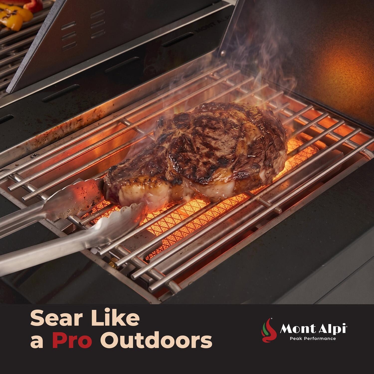 Mont Alpi MA-988 Performance Black Series 4 Burner Propane Grill - Side Burner Cooking - Lifestyle thumbnail