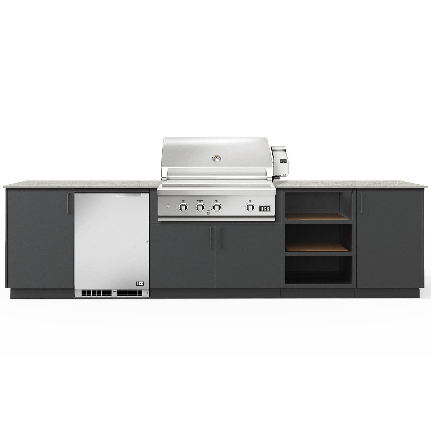 Urban Bonfire Taiga 36 Outdoor Kitchen w/ DCS Propane Grill, Refrigerator, Keon Dekton Countertop & Anthracite Finish - B-Taiga-36-DCS-Keon-Anthracite