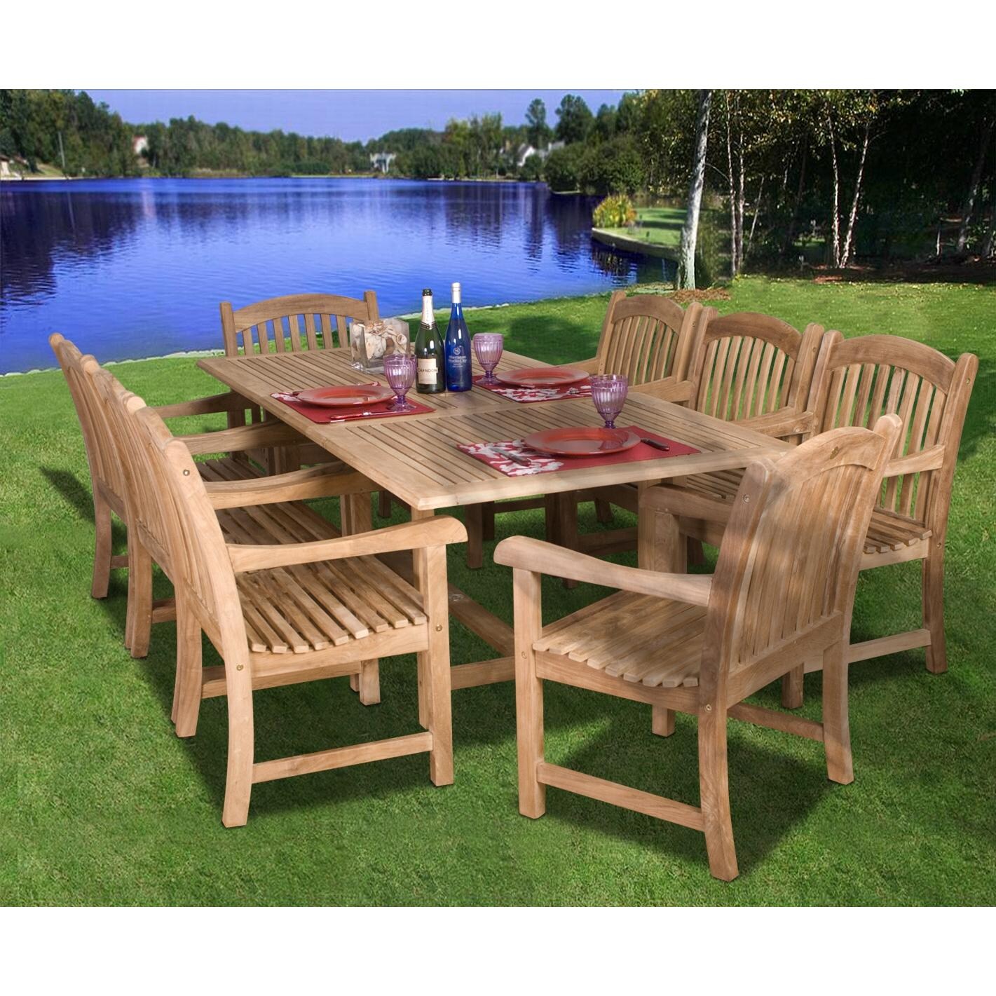 Amazonia Teak Newcastle 8Person Teak Patio Dining Set Amazonia Teak Newc