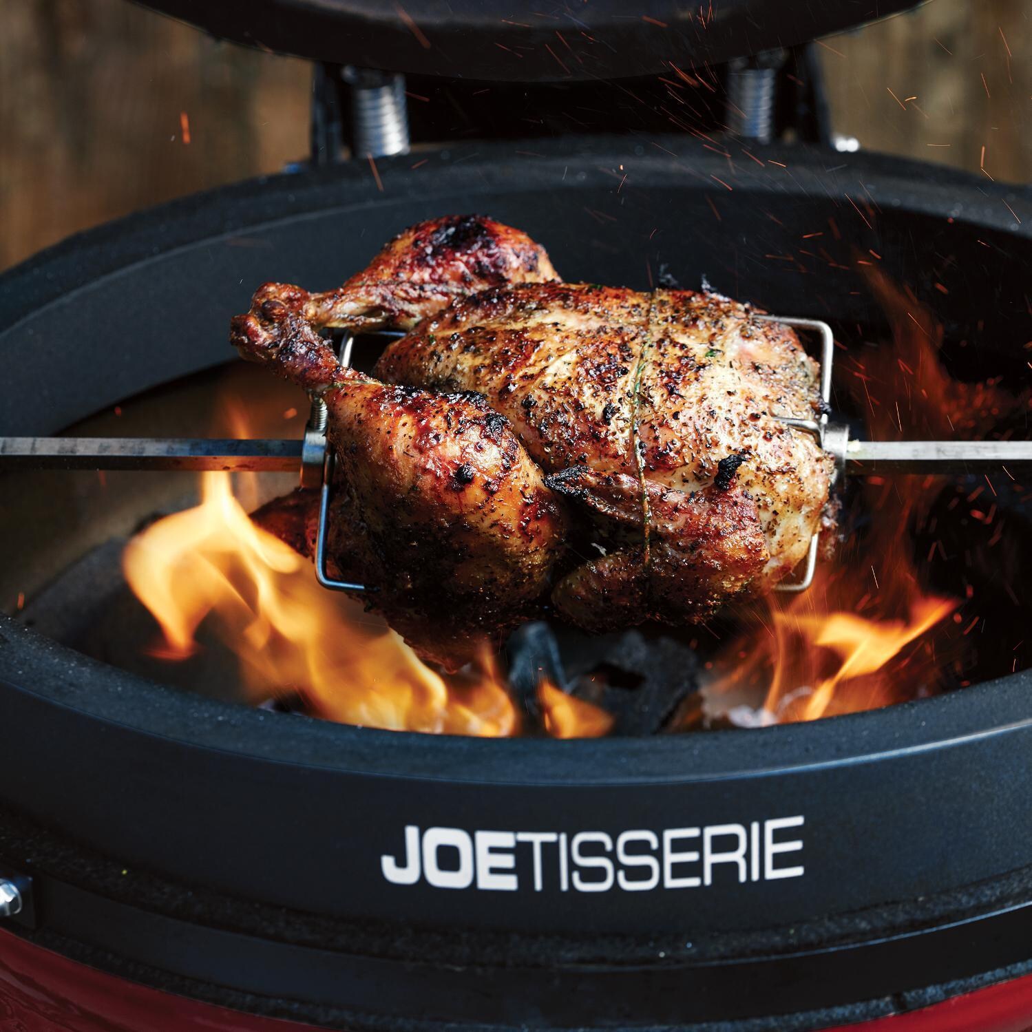 Kamado Joe JoeTisserie Rotisserie System - In Use Close-Up - Lifestyle thumbnail