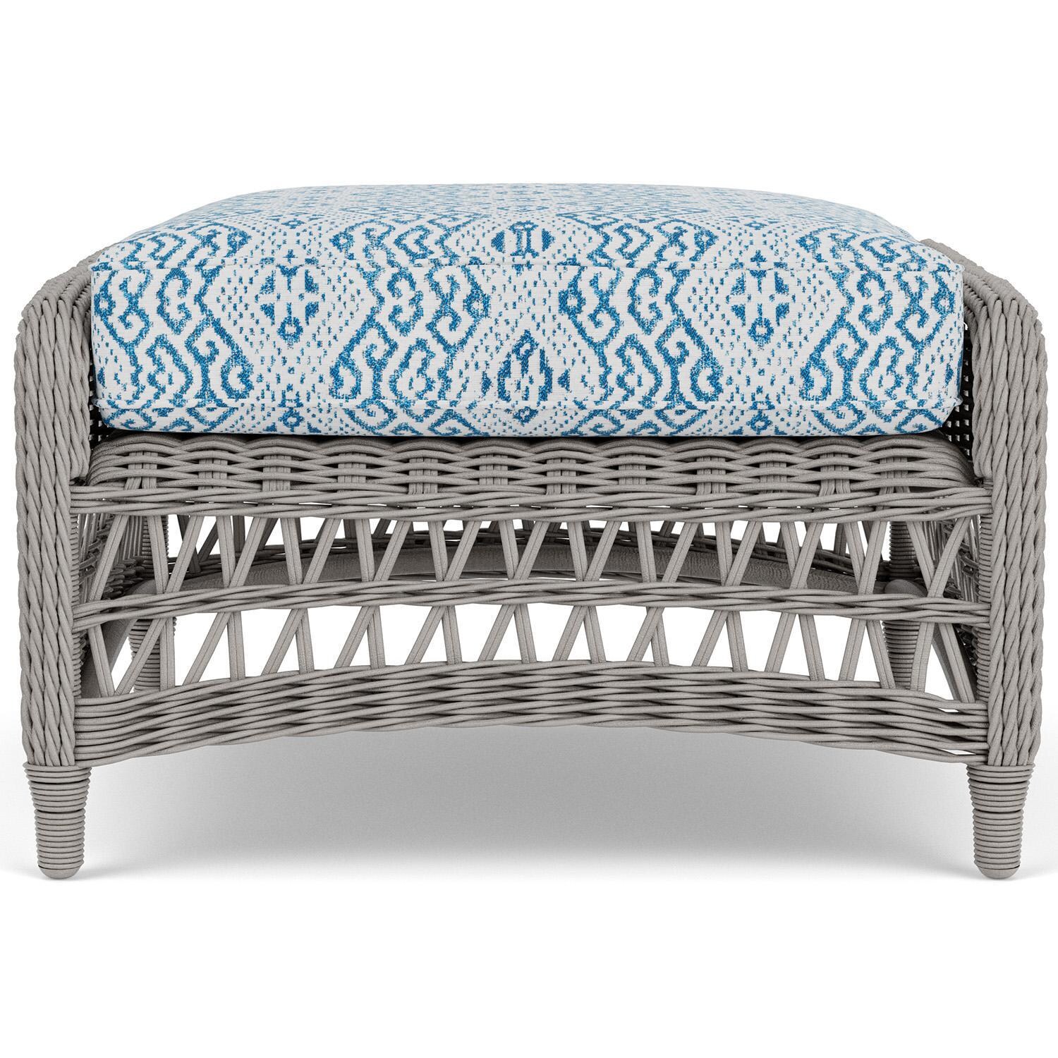 Mackinac Wicker Ottoman in Putty/Aman Capri By Lloyd Flanders