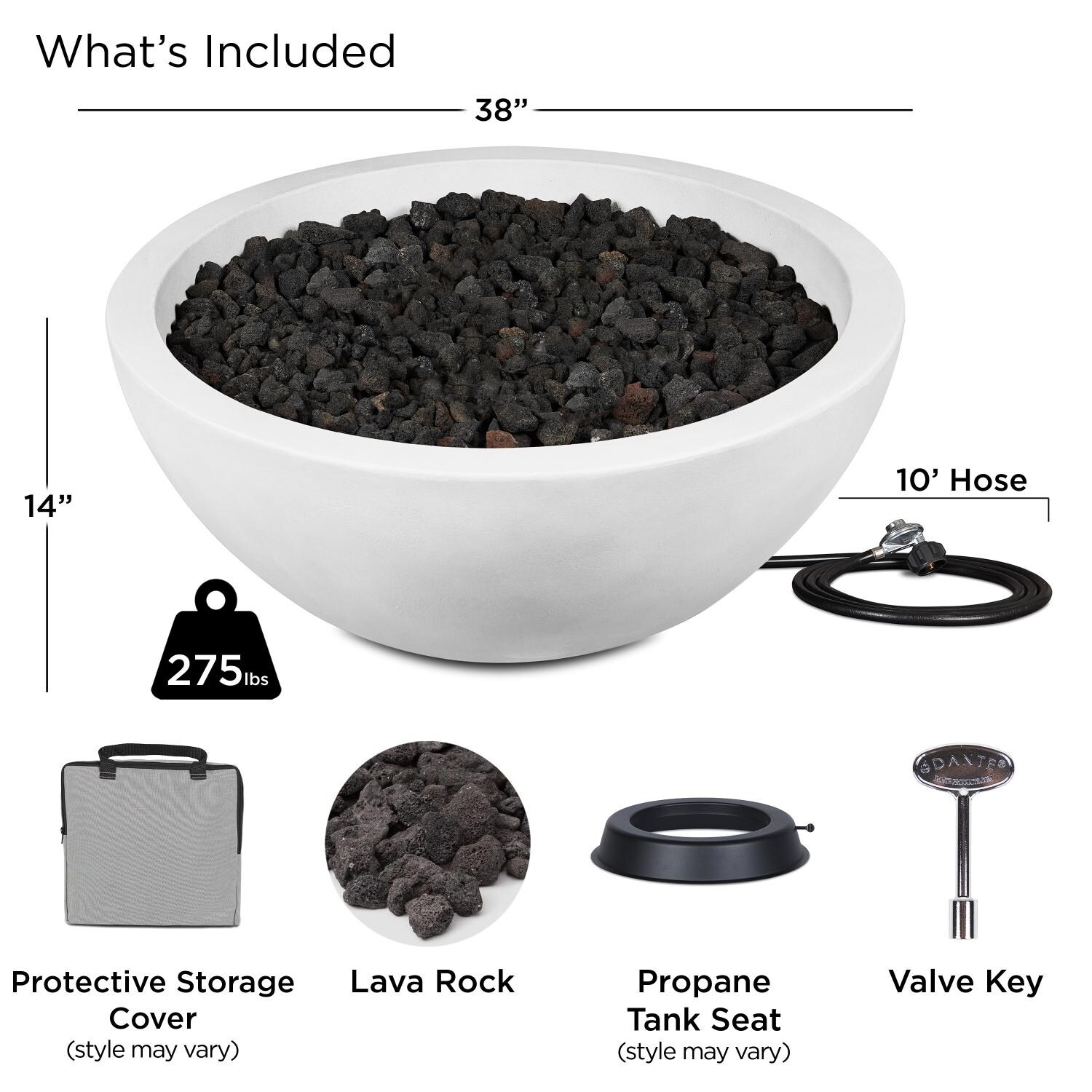 Dustyview 38-in Round Concrete Natural Gas Fire Bowl in White by BBQGuys Signature - Included - Detail thumbnail