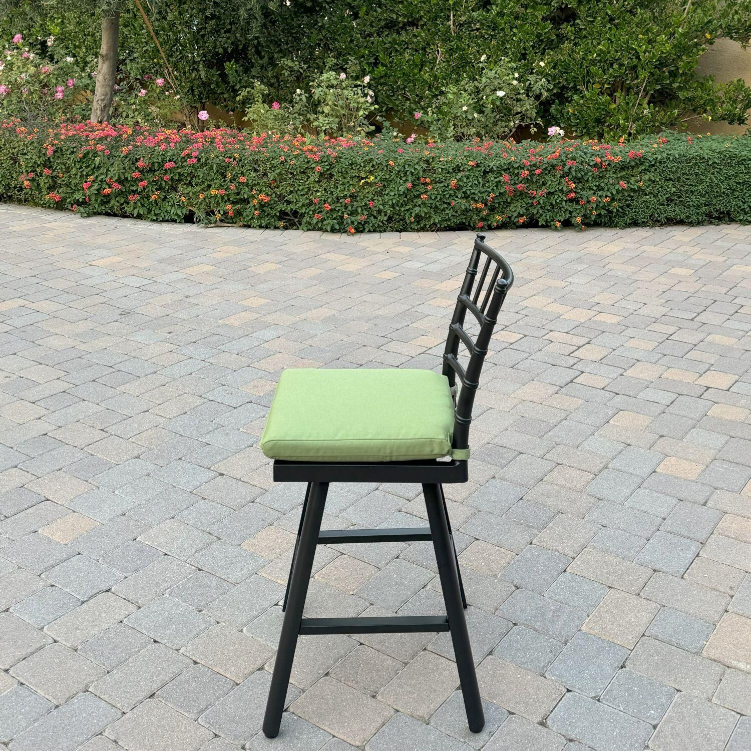 Bella Aluminum 3 Pc Patio Bar Set w/ 30-in Round Counter Height Bar Table in Green by Darlee - Bar Stool - Lifestyle thumbnail