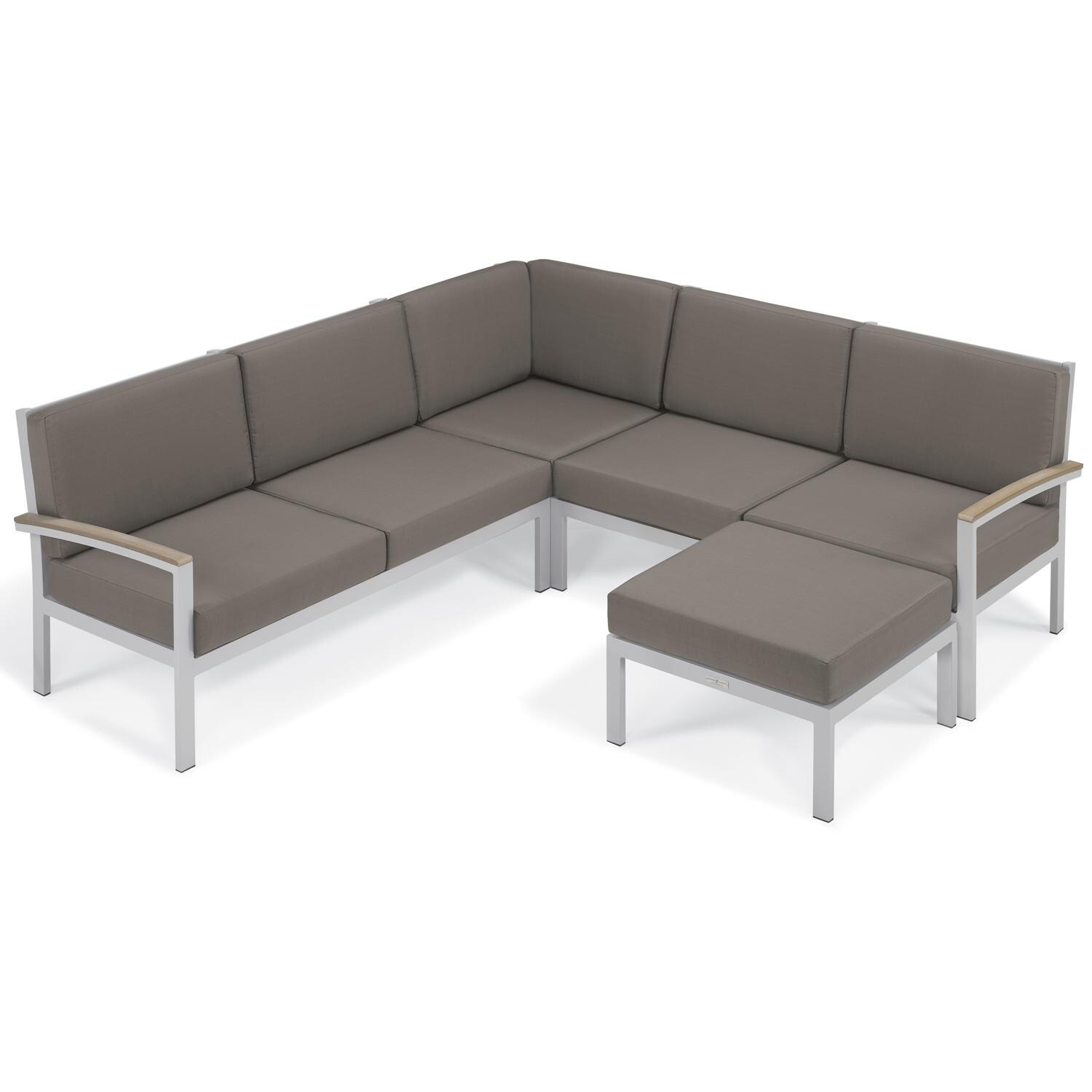 Oxford Garden Travira Modular Flint Ottoman W/ Stone Sunbrella Cushions - Seating Set thumbnail