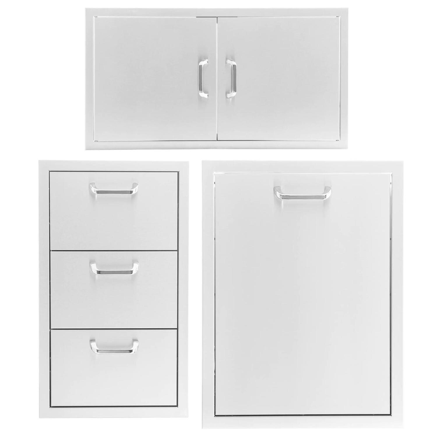 BBQGuys Signature 3 Pc 40-Inch Double Access Door Outdoor Kitchen Storage Package - Traditional - White Background thumbnail