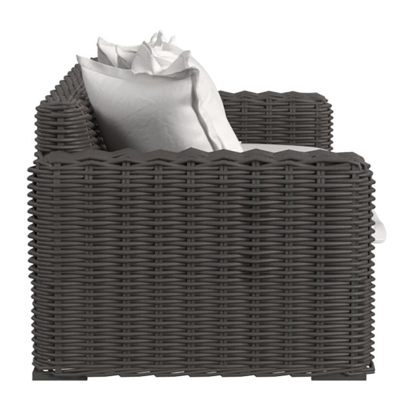 Cabo 2 Person Resin Wicker Loveseat in Kahlua/Soothe Pearl by Sunset West - Side - White Background thumbnail