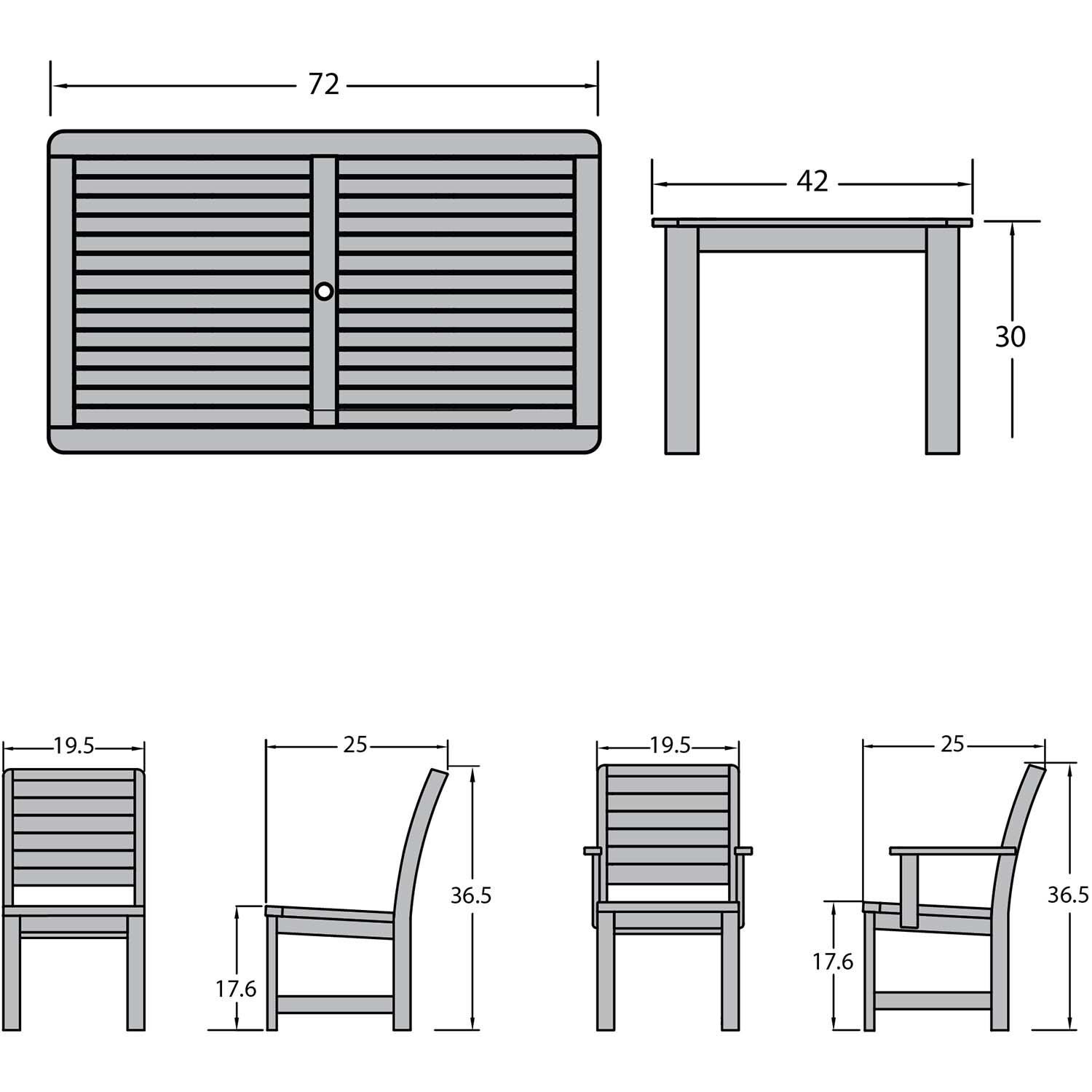 Elm Pointe 7 Pc Rectangular Dining Set in Federal Blue By Lakeview Outdoor Designs - Dimensional thumbnail