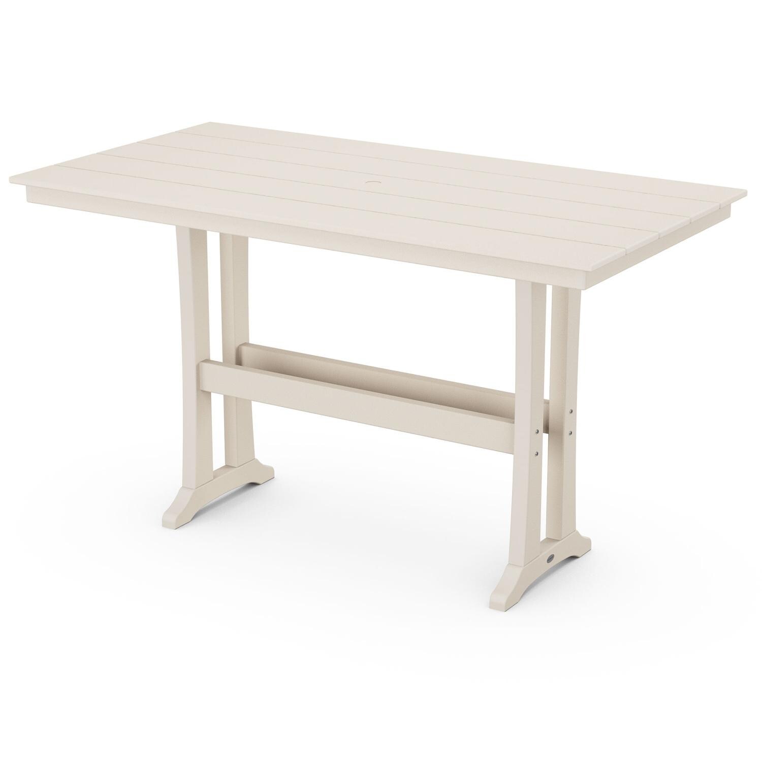 POLYWOOD 37 X 72-Inch Farmhouse Trestle Bar Table - Sand thumbnail
